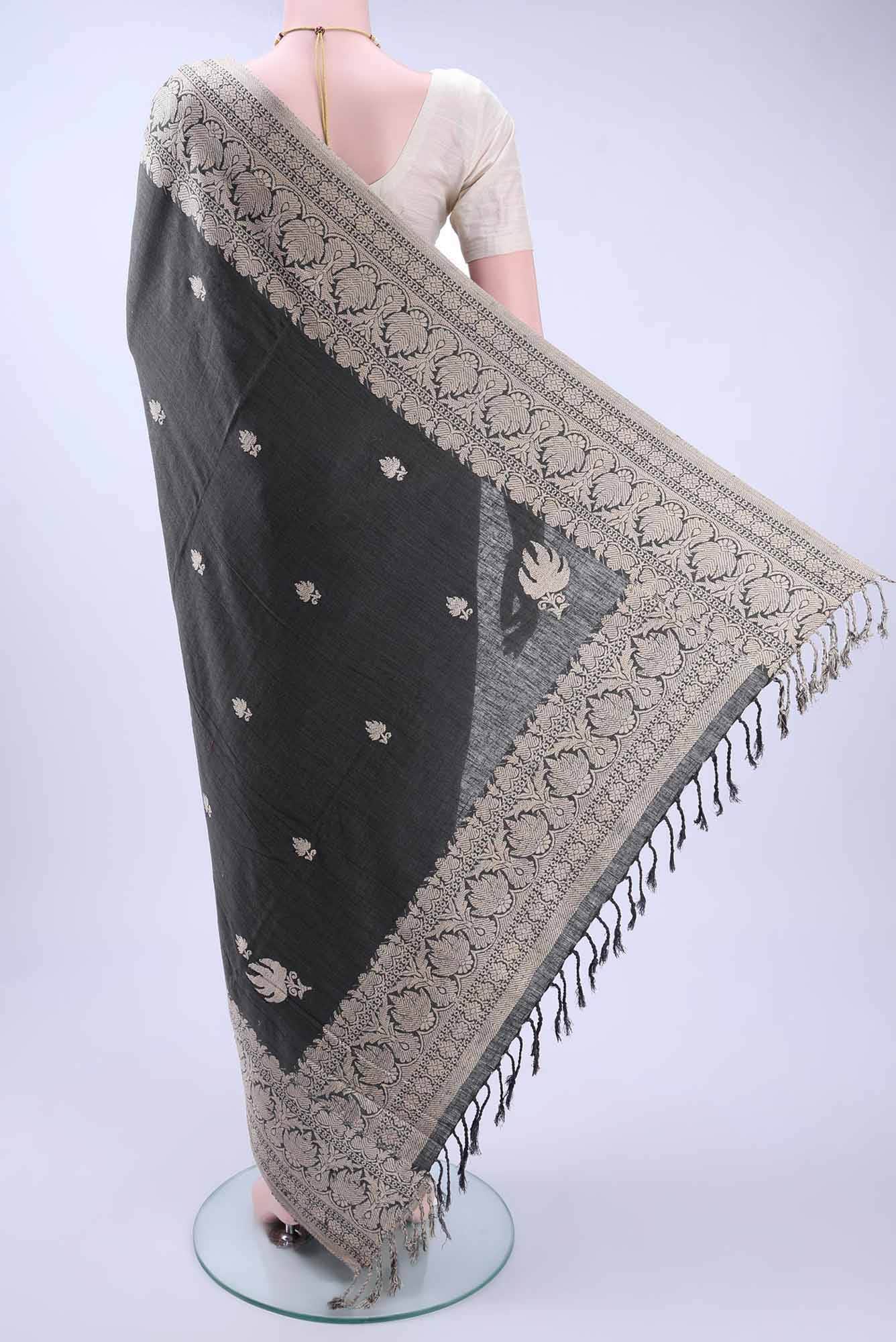 Davys Grey Assam Cotton Saree