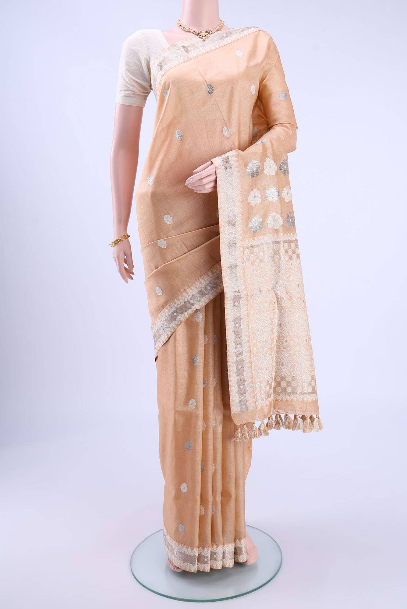 Beige Assam Cotton Saree