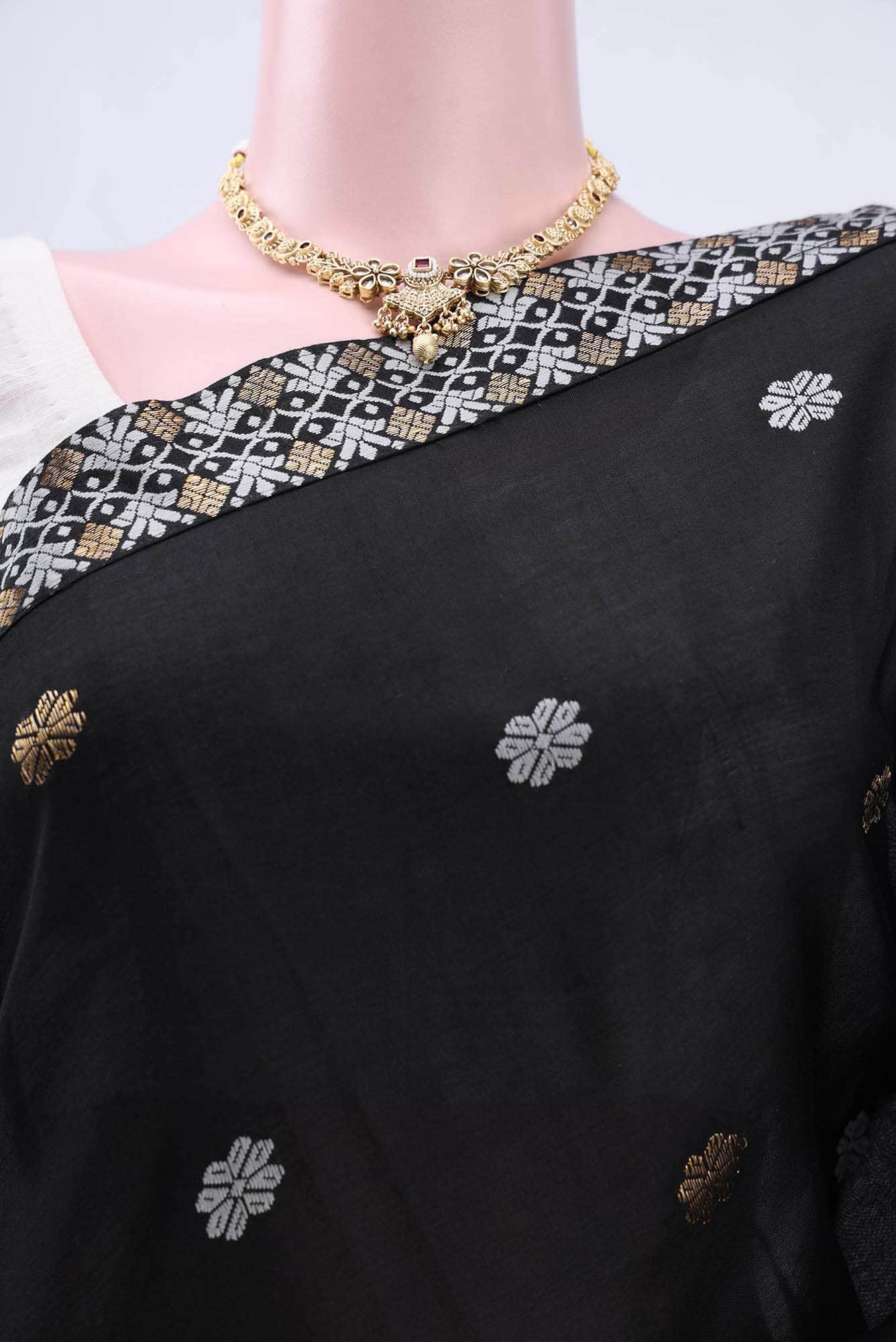 Black Assam Silk Saree