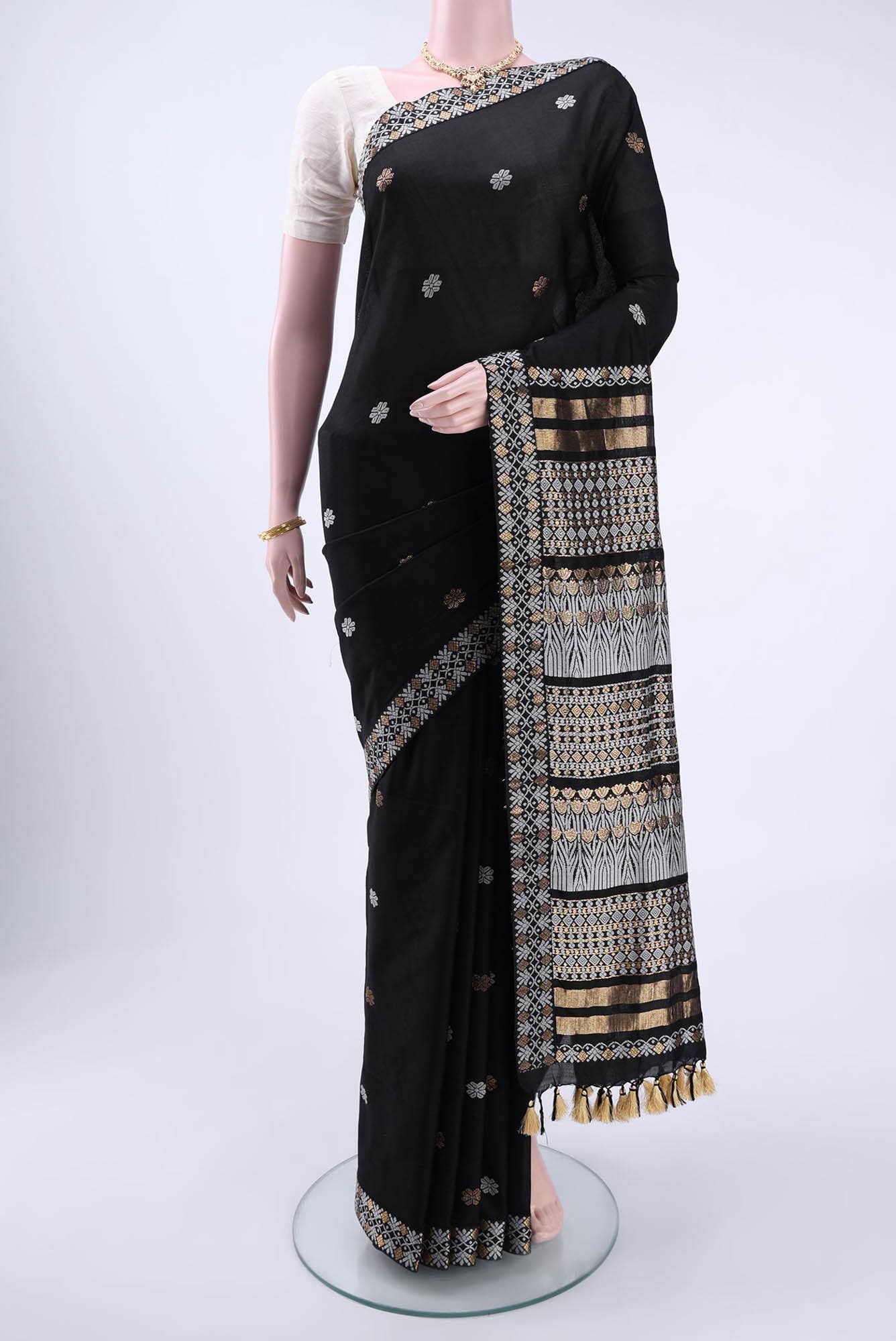 Black Assam Silk Saree