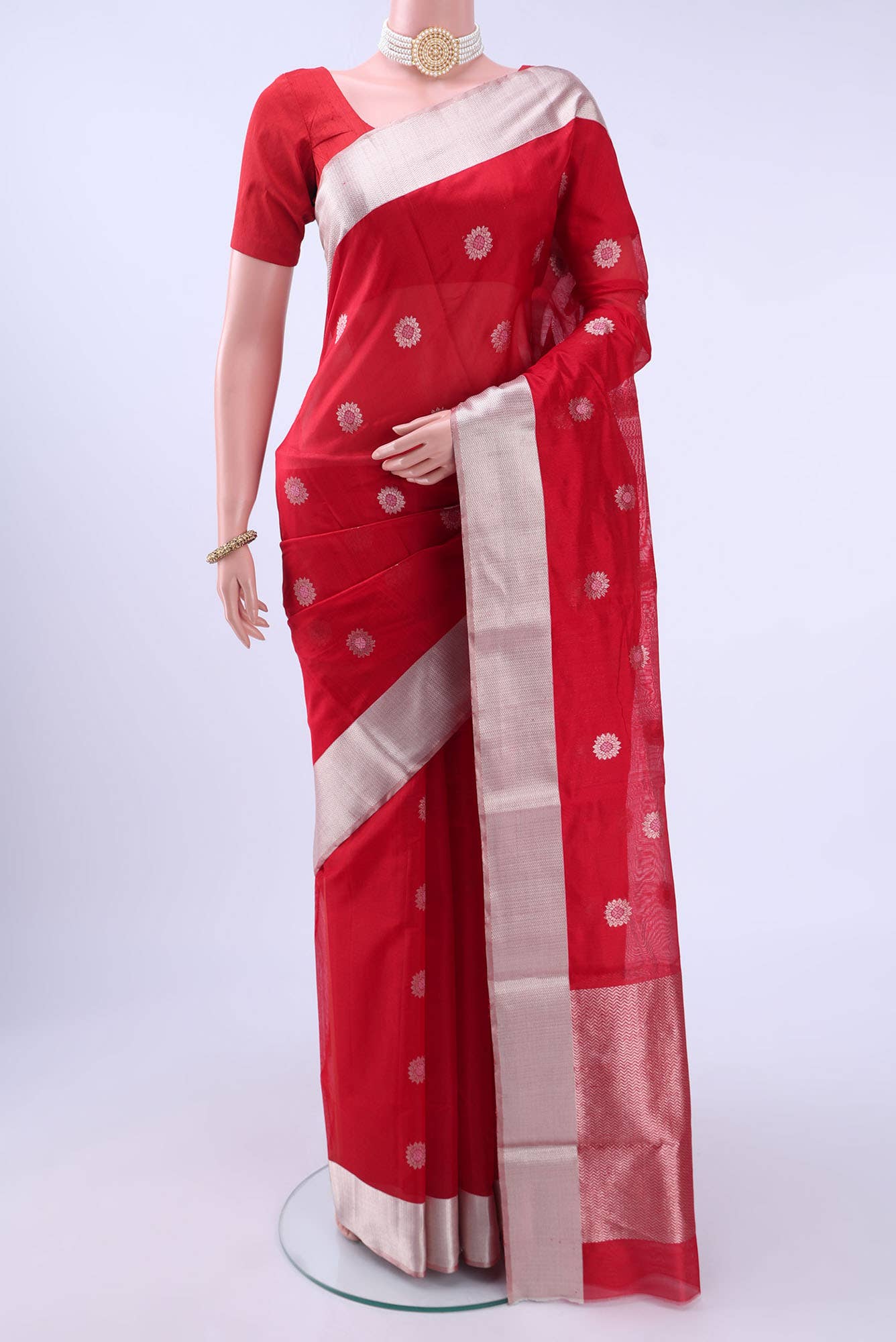 Imperial Red Chanderi Silk Saree