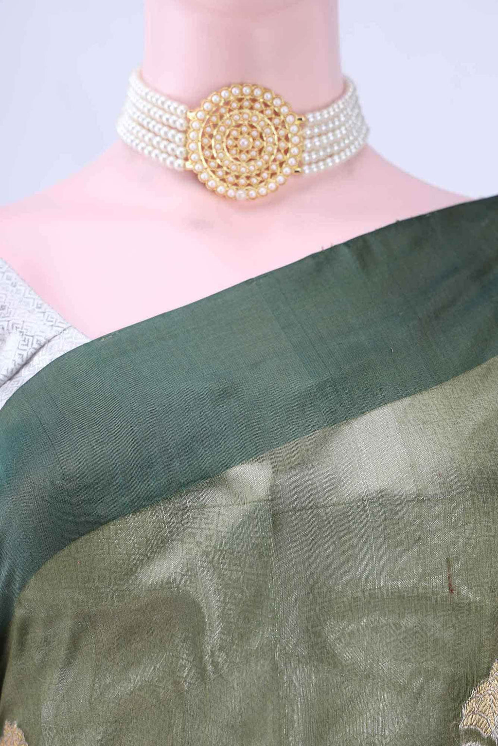 Mehandi Green Chanderi Silk Saree