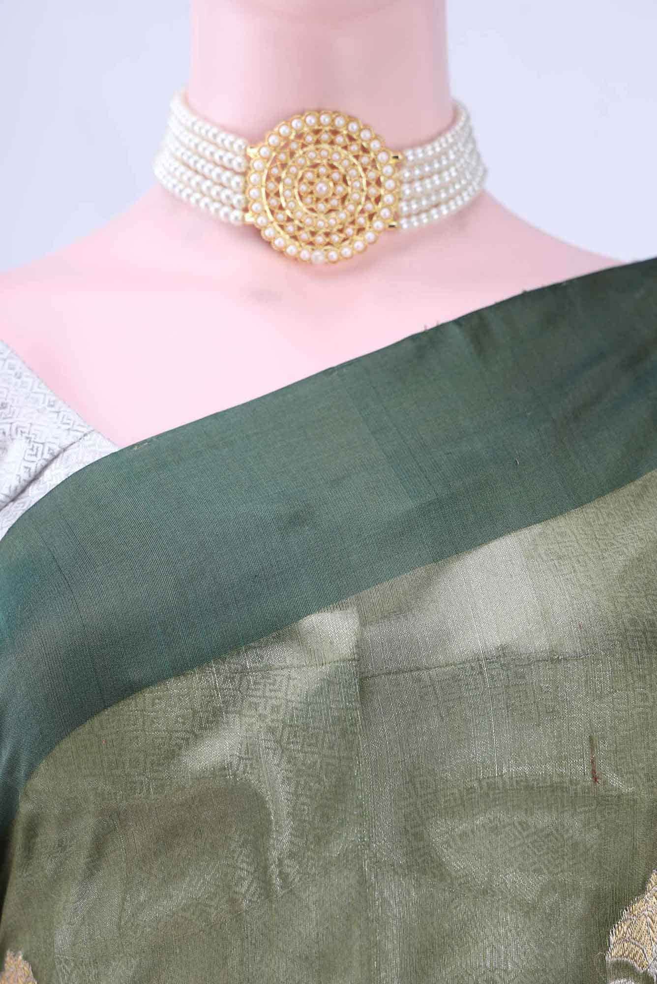 Mehandi Green Chanderi Silk Saree