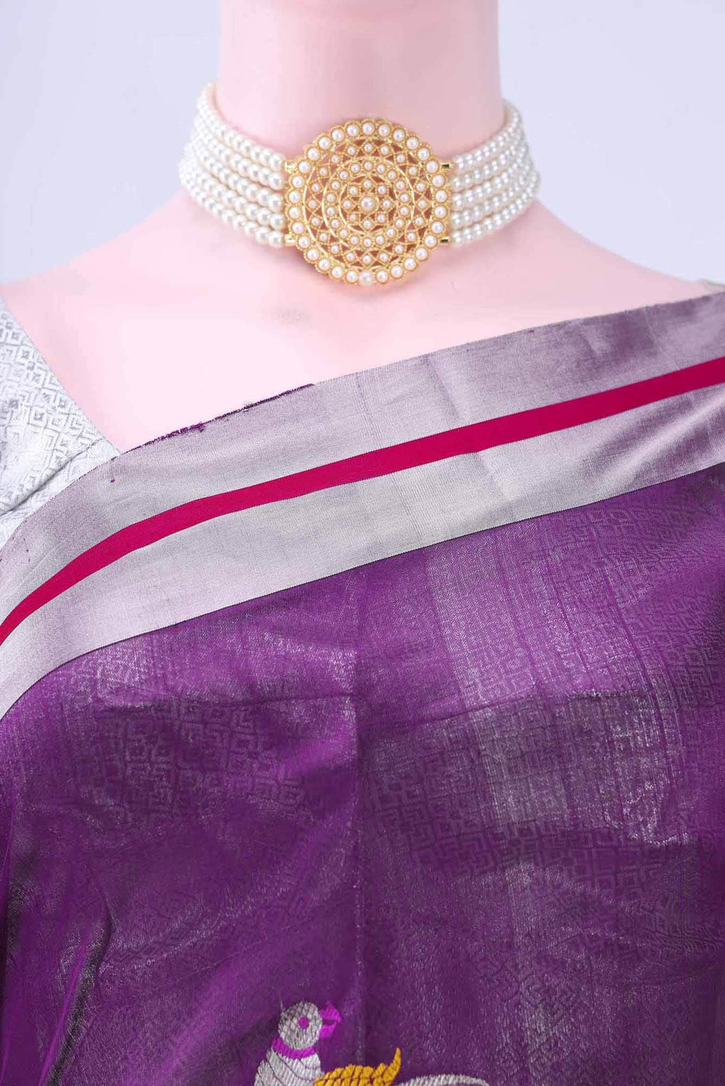Burgundy Chanderi Silk Saree