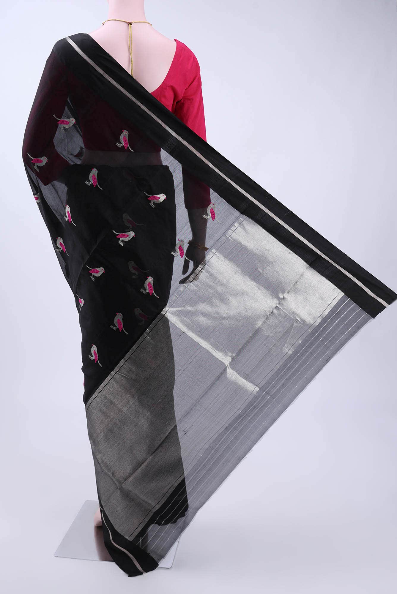 Black Chanderi Silk Cotton Saree