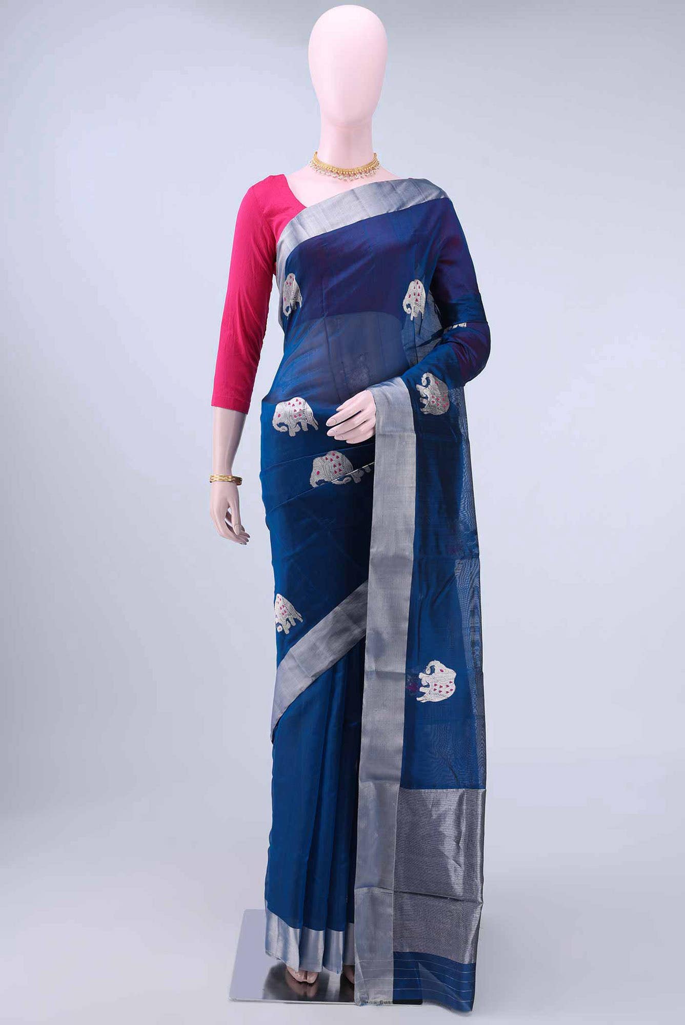 Royal Blue Chanderi Silk Saree