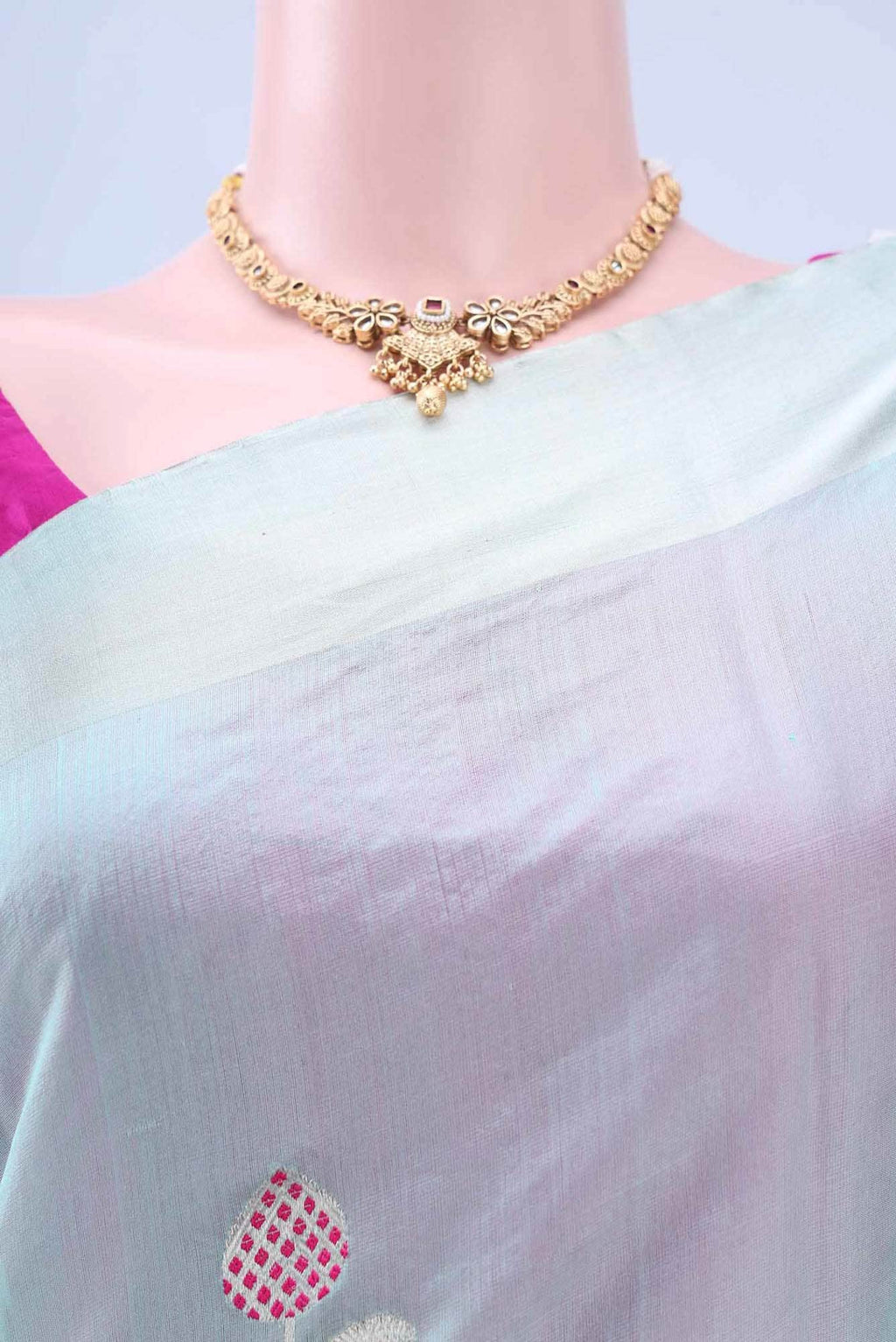 Mint Green Chanderi Silk Saree