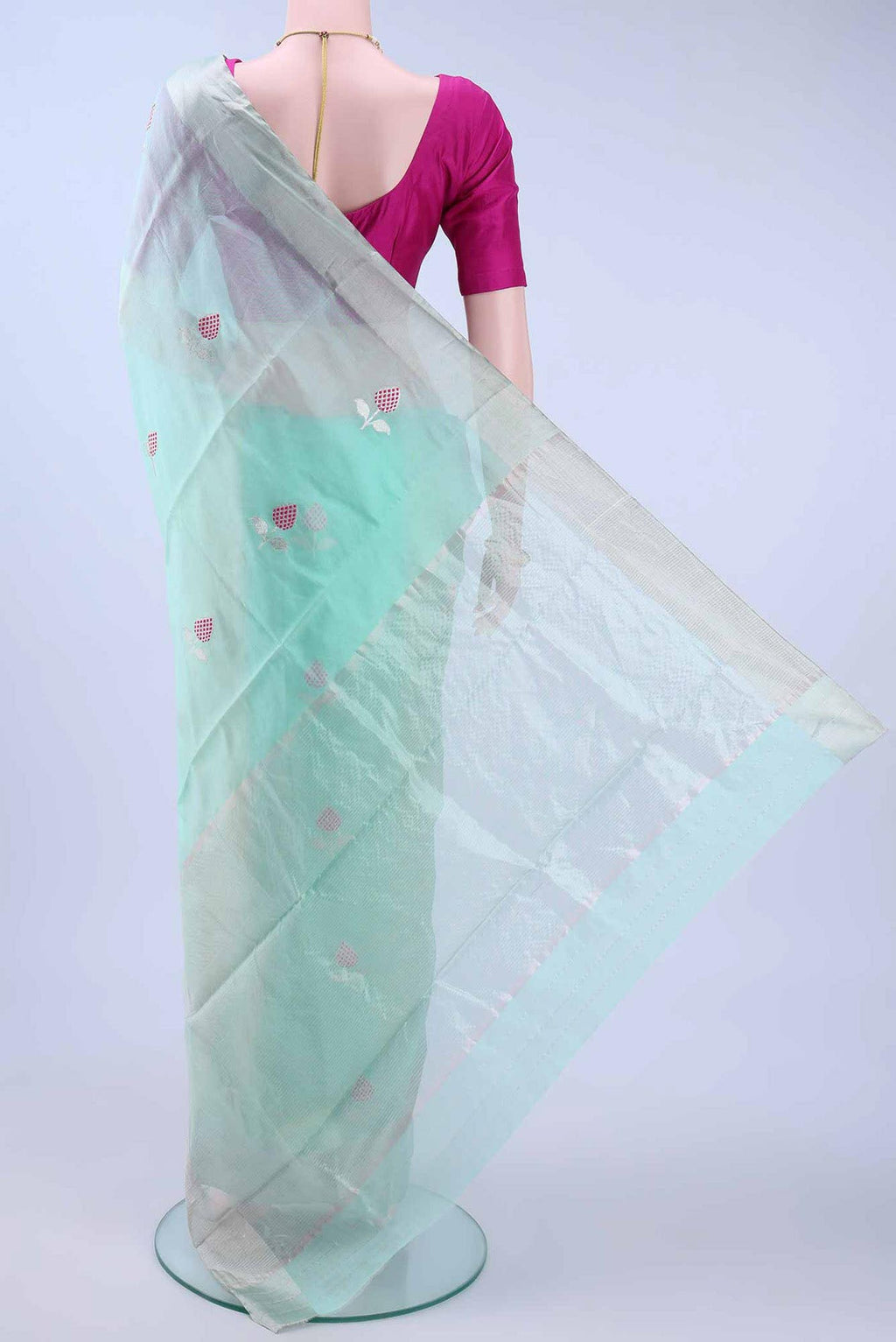 Mint Green Chanderi Silk Saree