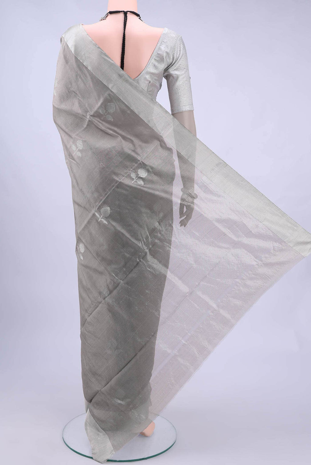 Silver Chanderi Silk Saree