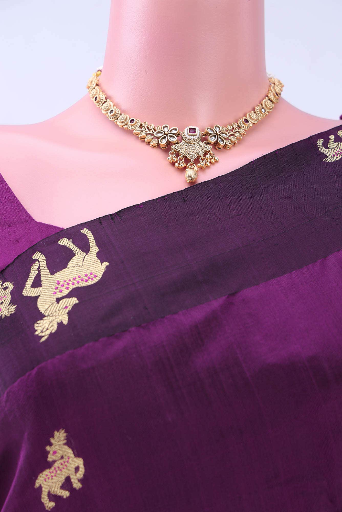 Burgundy Chanderi Silk Saree
