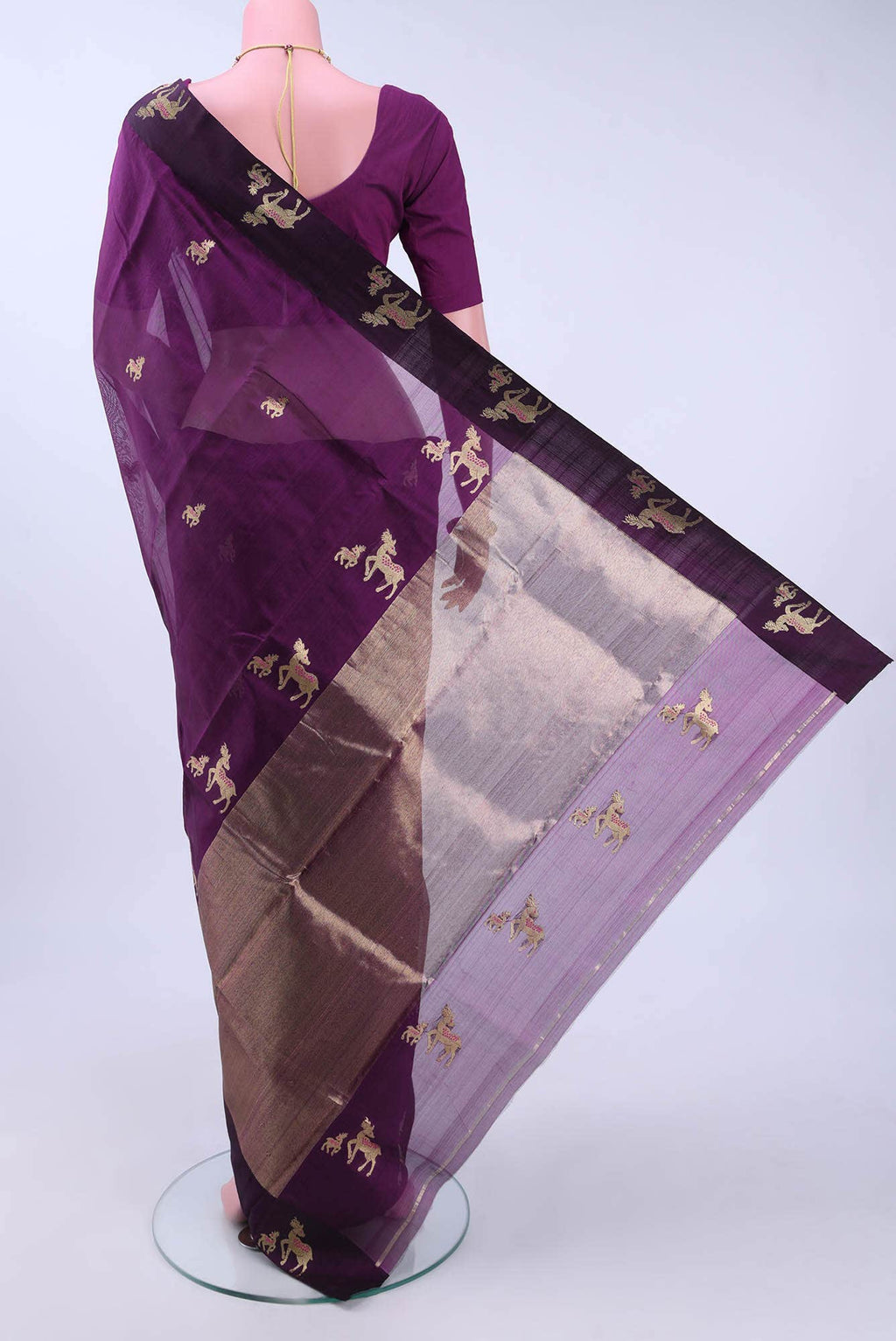 Burgundy Chanderi Silk Saree