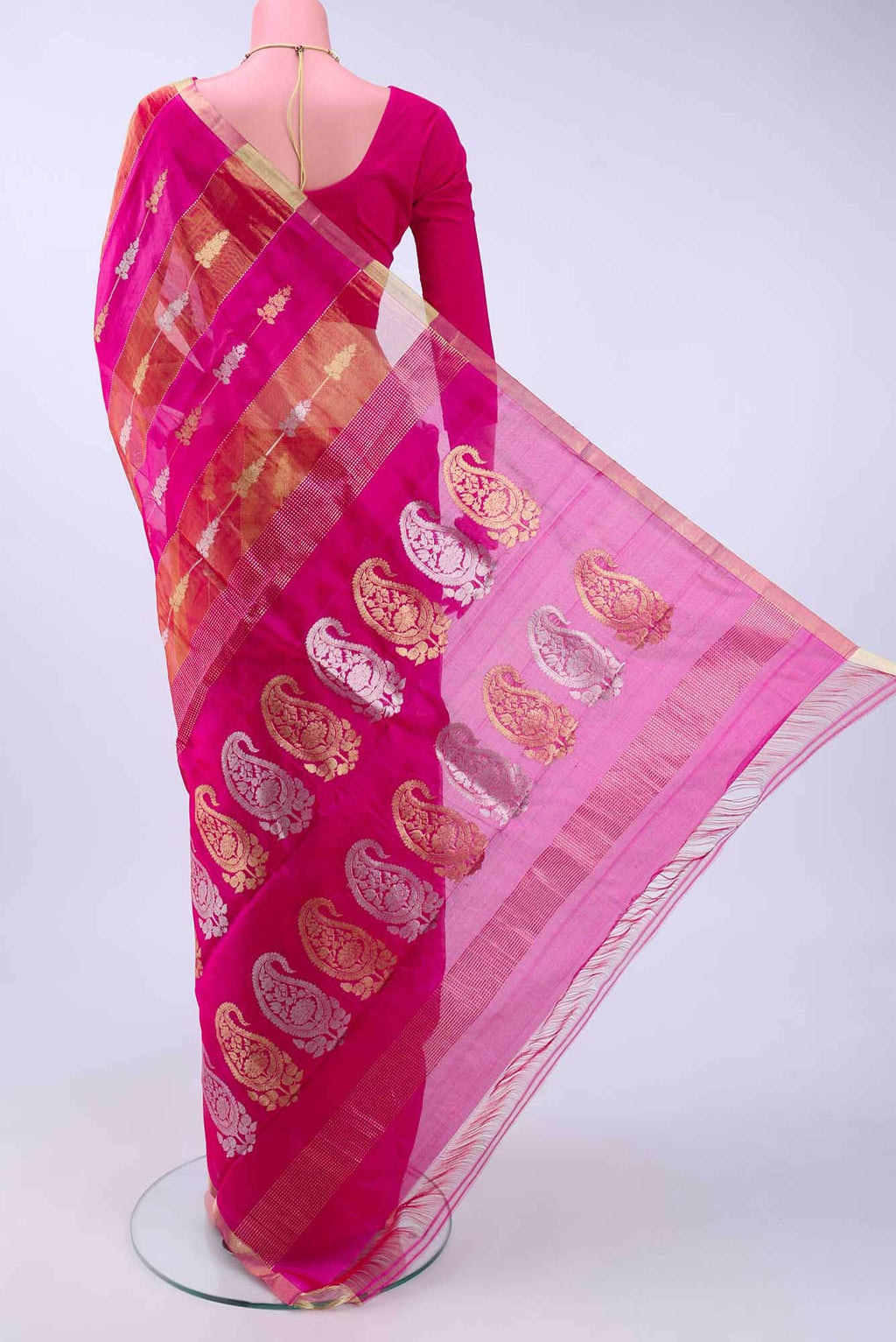 Rani Pink Chanderi Silk Saree