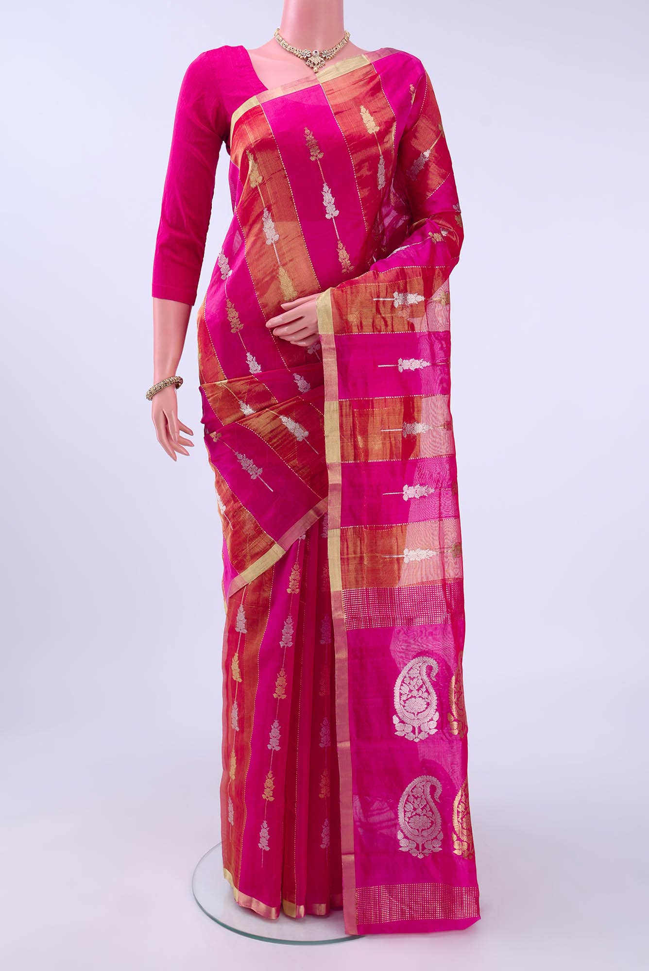 Rani Pink Chanderi Silk Saree
