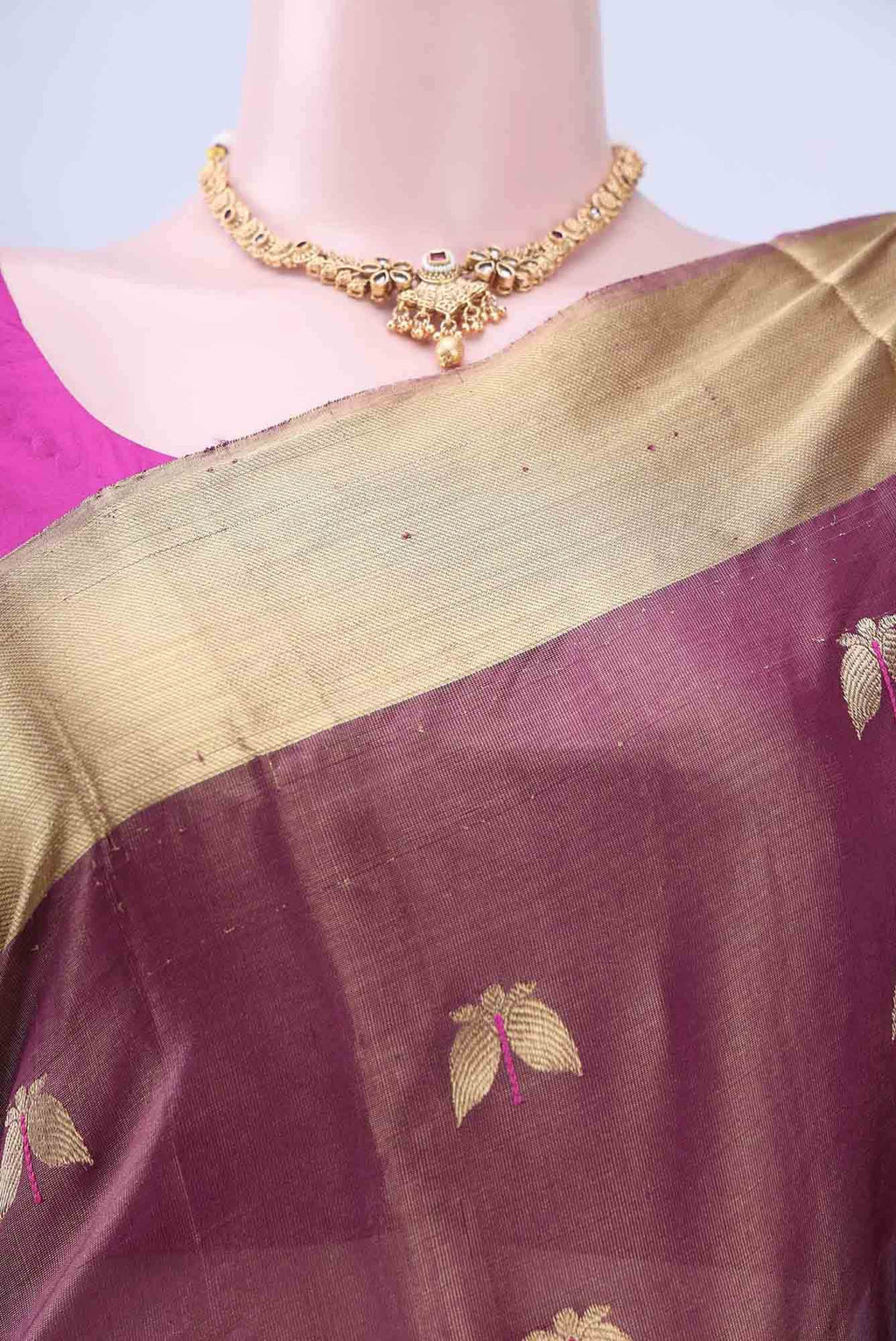 Burgundy Chanderi Silk Saree