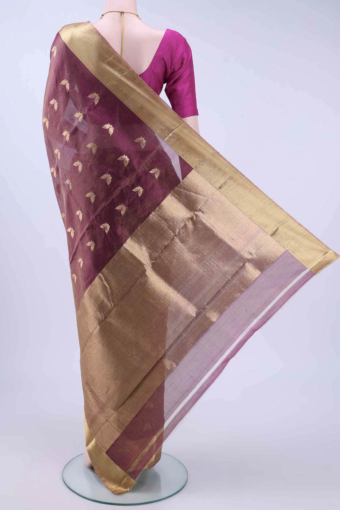 Burgundy Chanderi Silk Saree