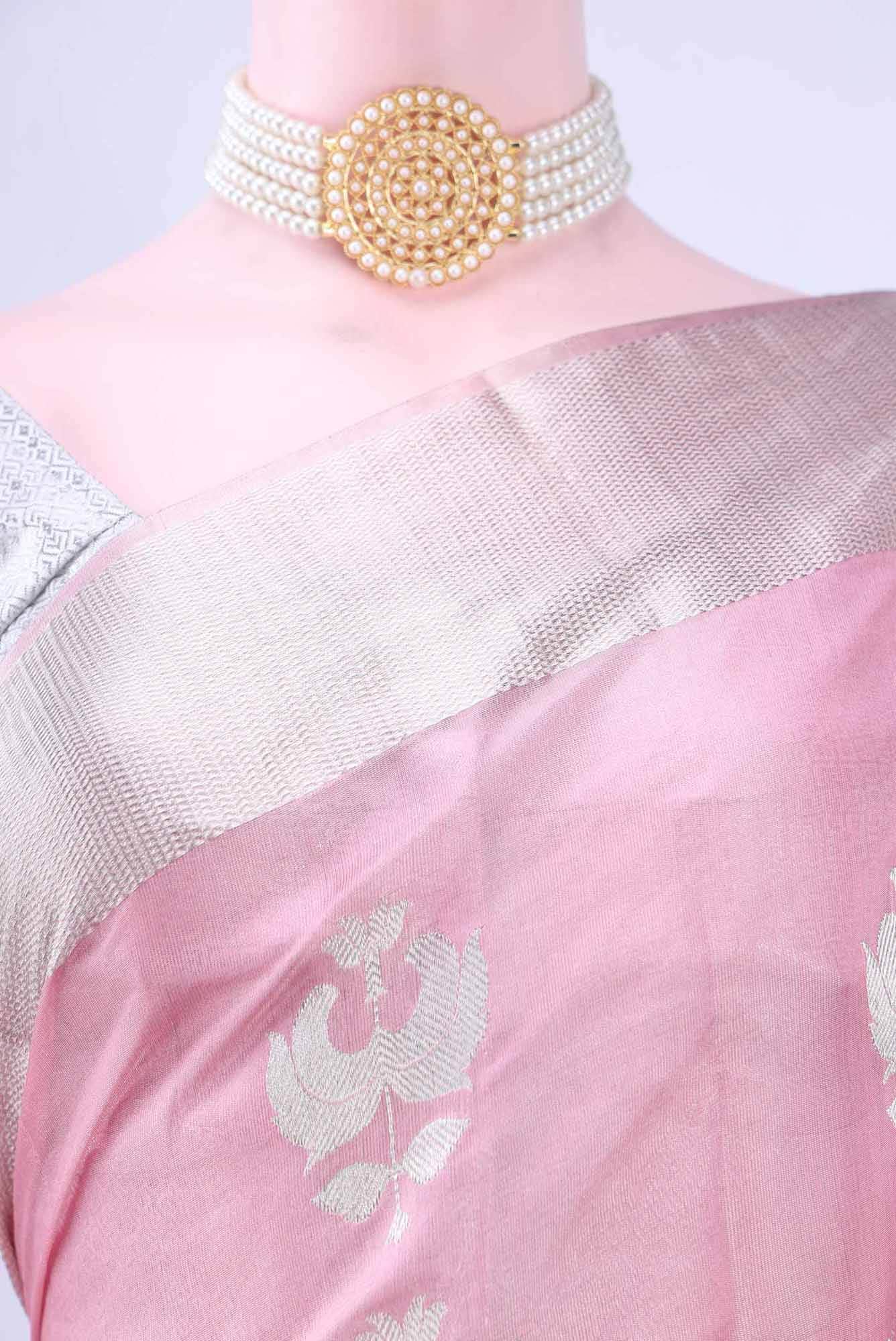 Pink Chanderi Silk Saree