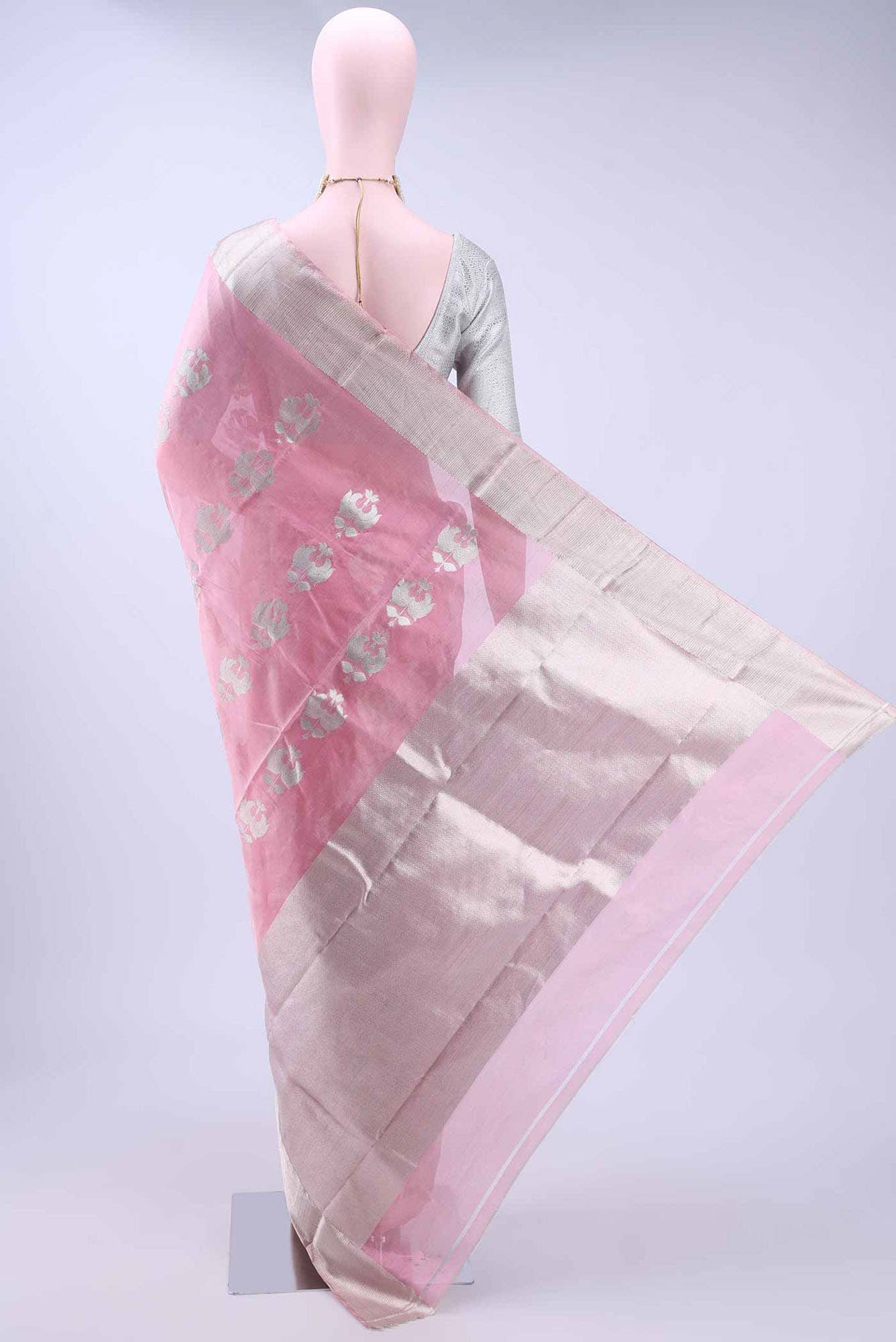 Pink Chanderi Silk Saree