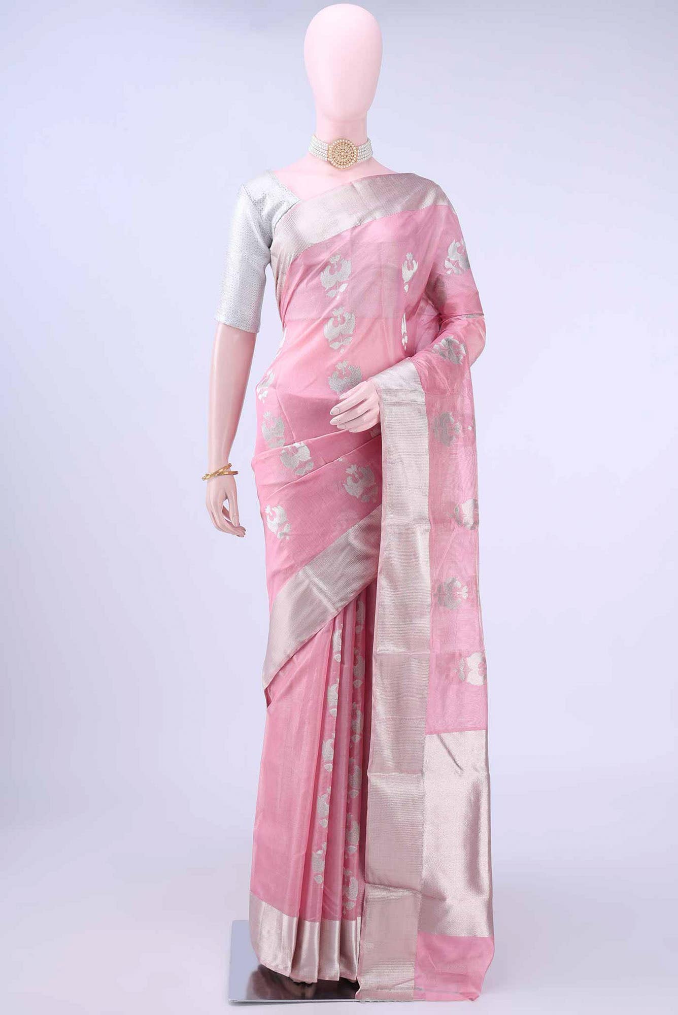Pink Chanderi Silk Saree