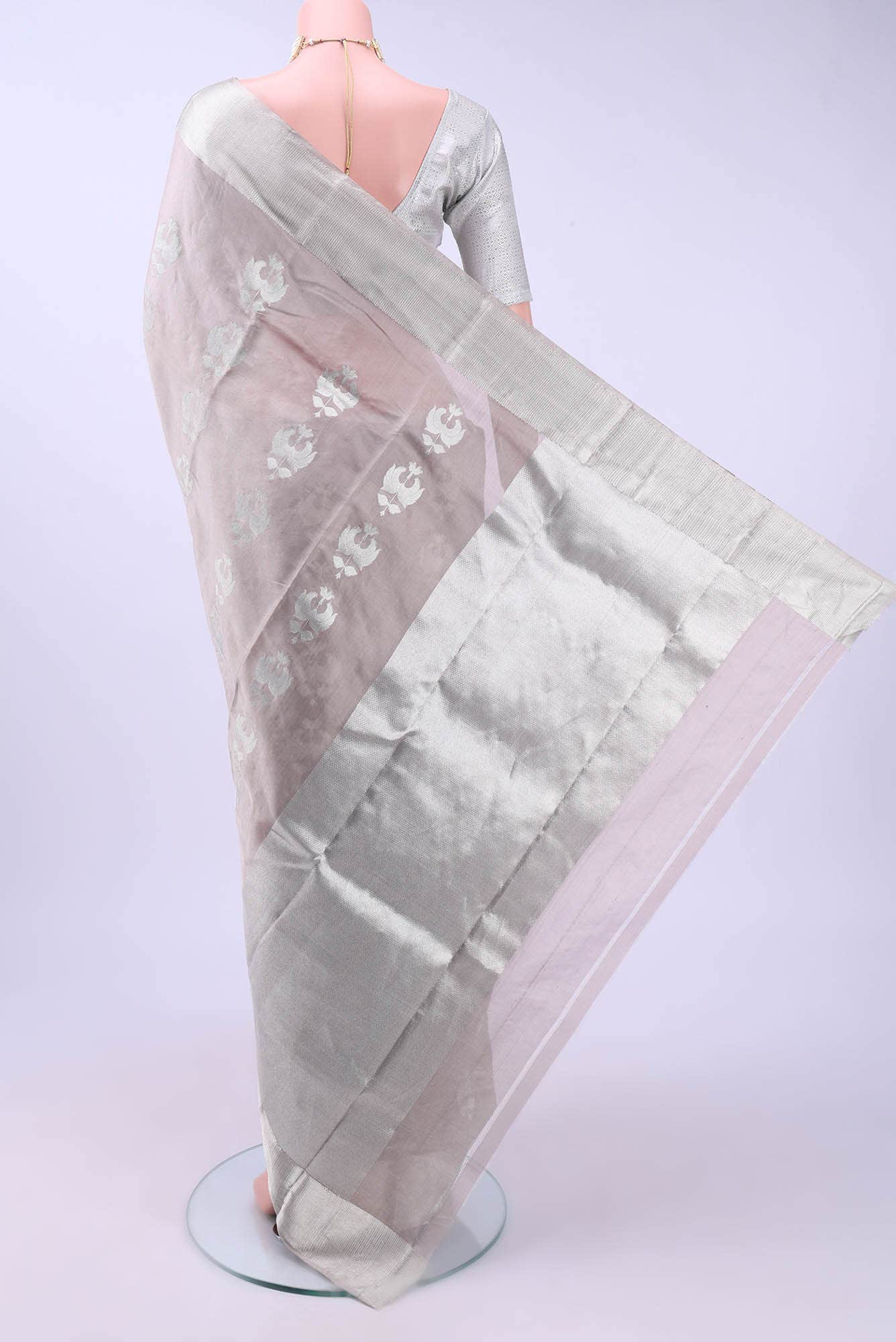 Beige Chanderi Silk Saree