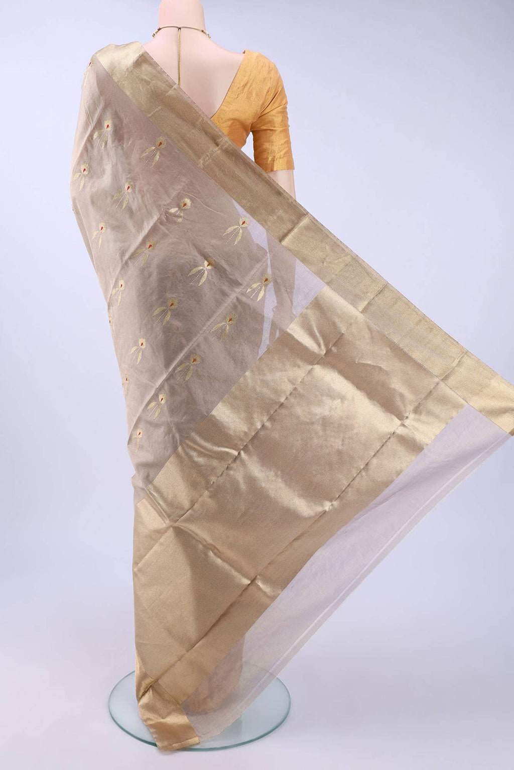 Beige Chanderi Silk Saree