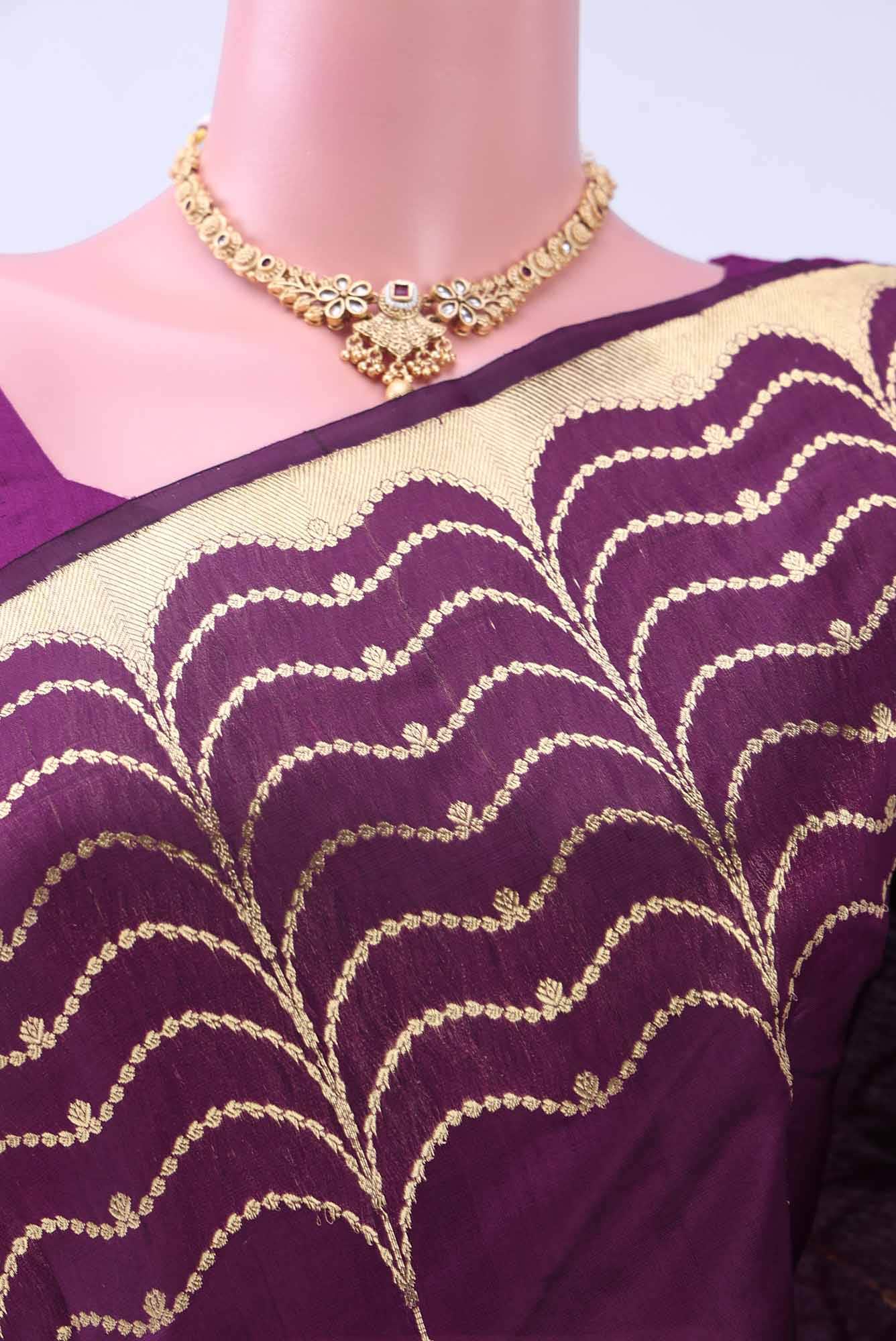 Burgundy Chanderi Silk Saree