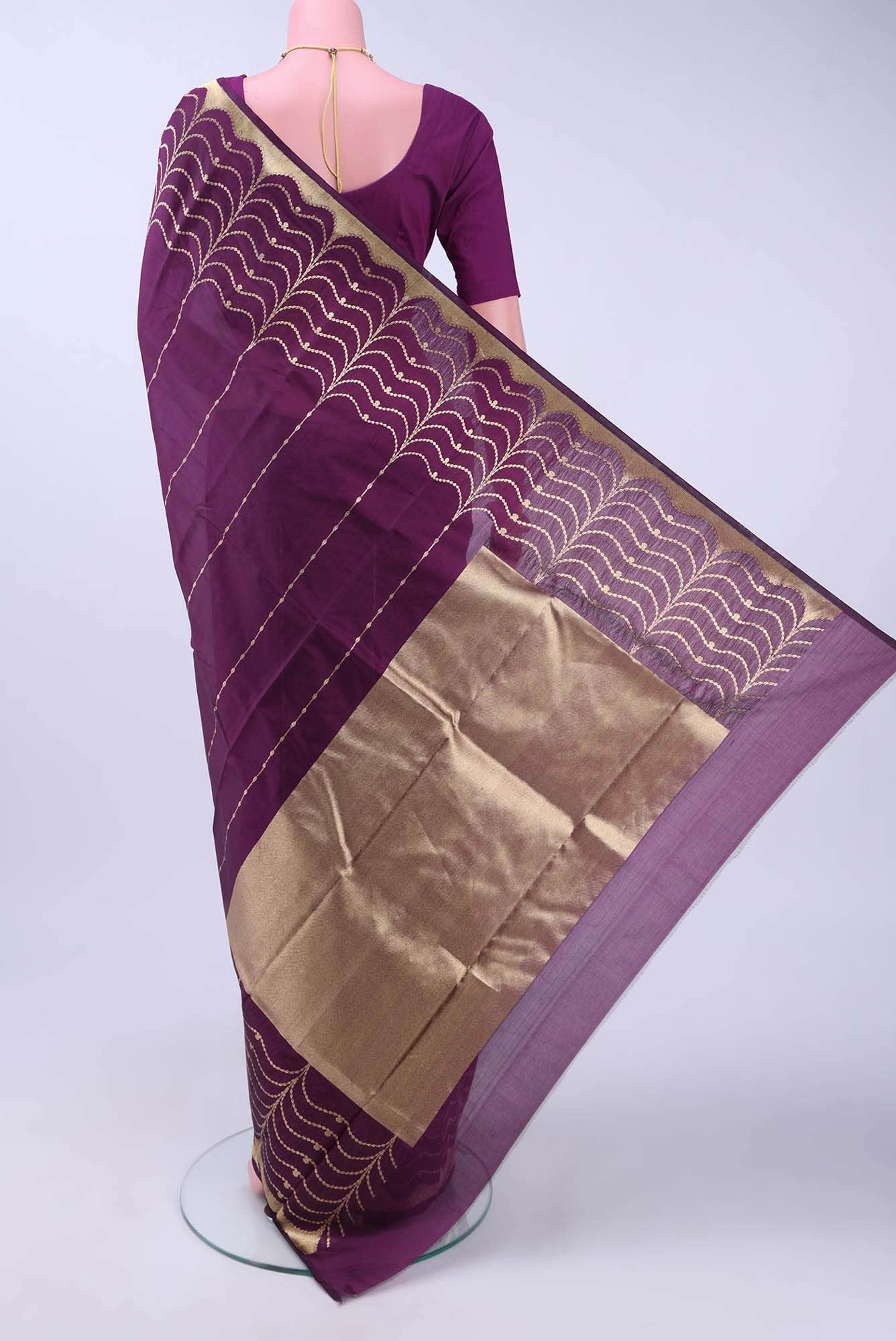 Burgundy Chanderi Silk Saree
