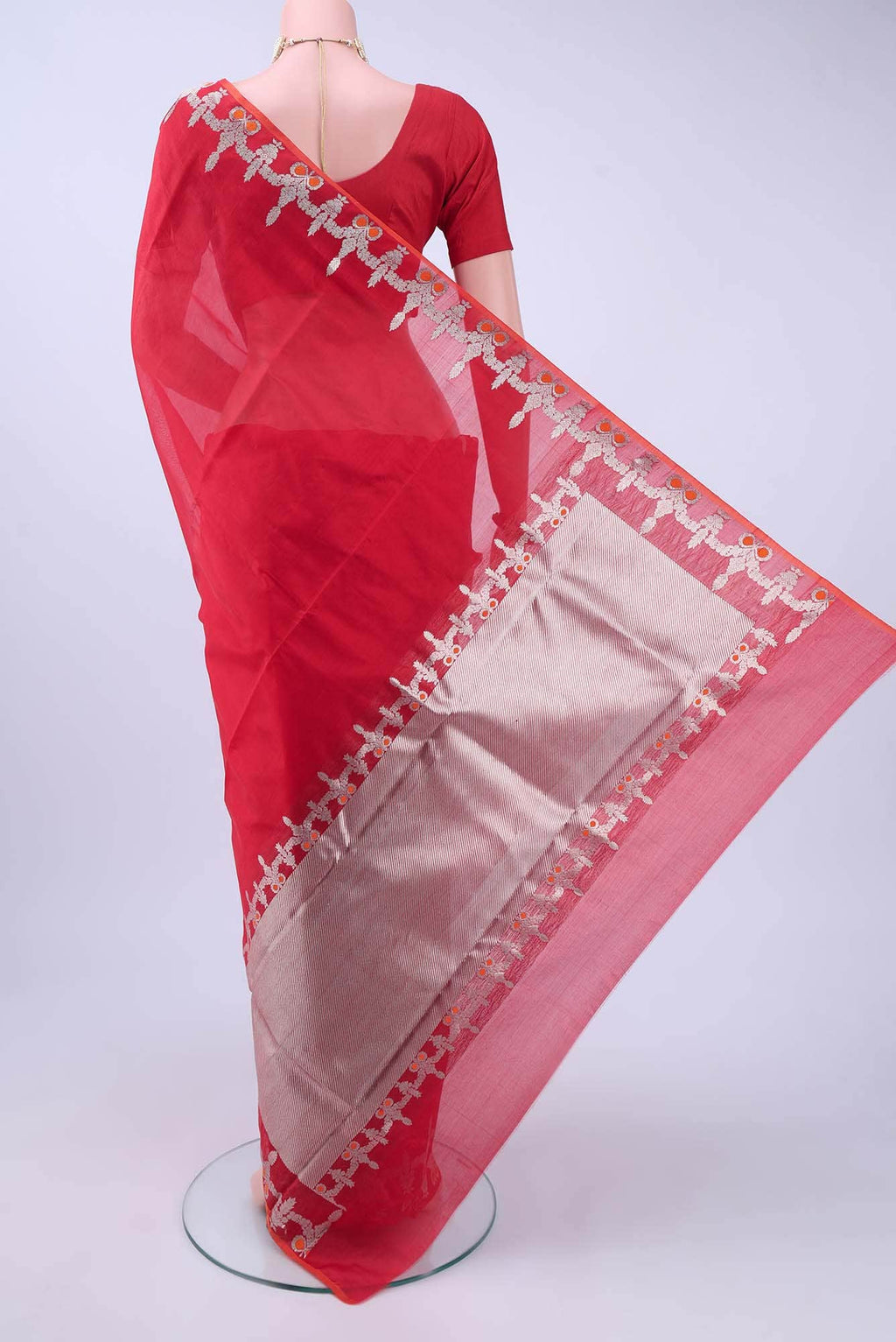 Red Chanderi Silk Saree