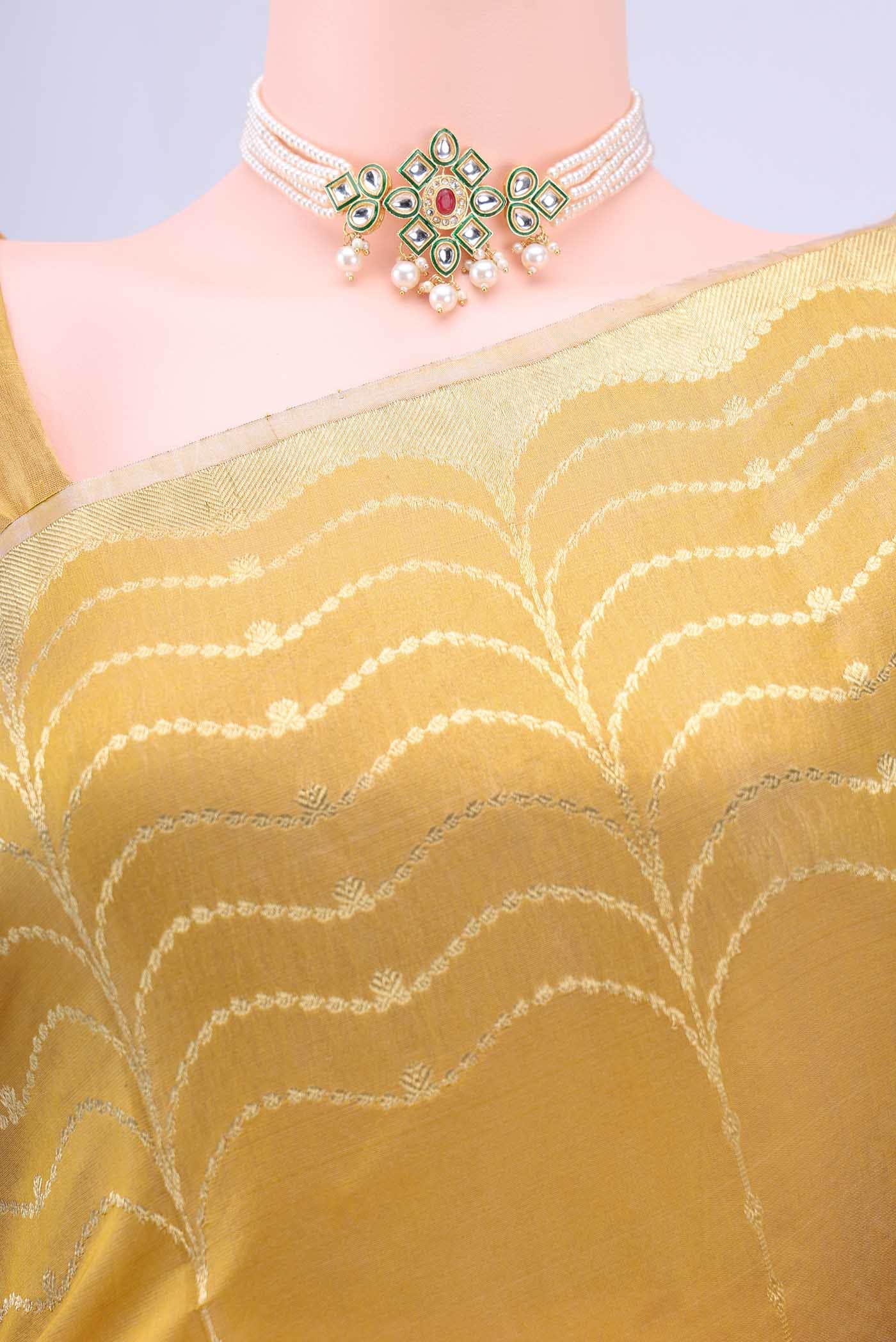 Mustard Chanderi Silk Saree