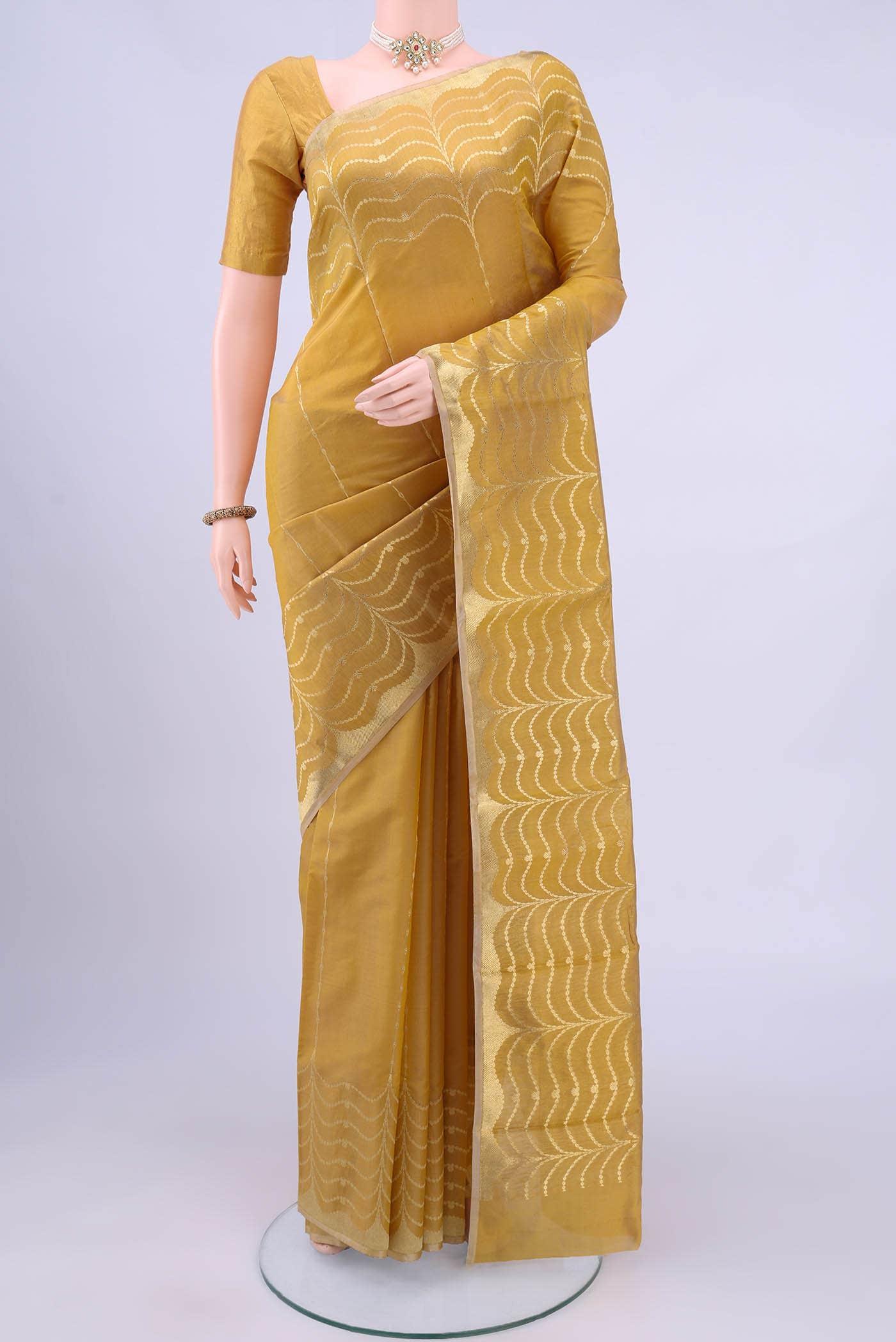 Mustard Chanderi Silk Saree