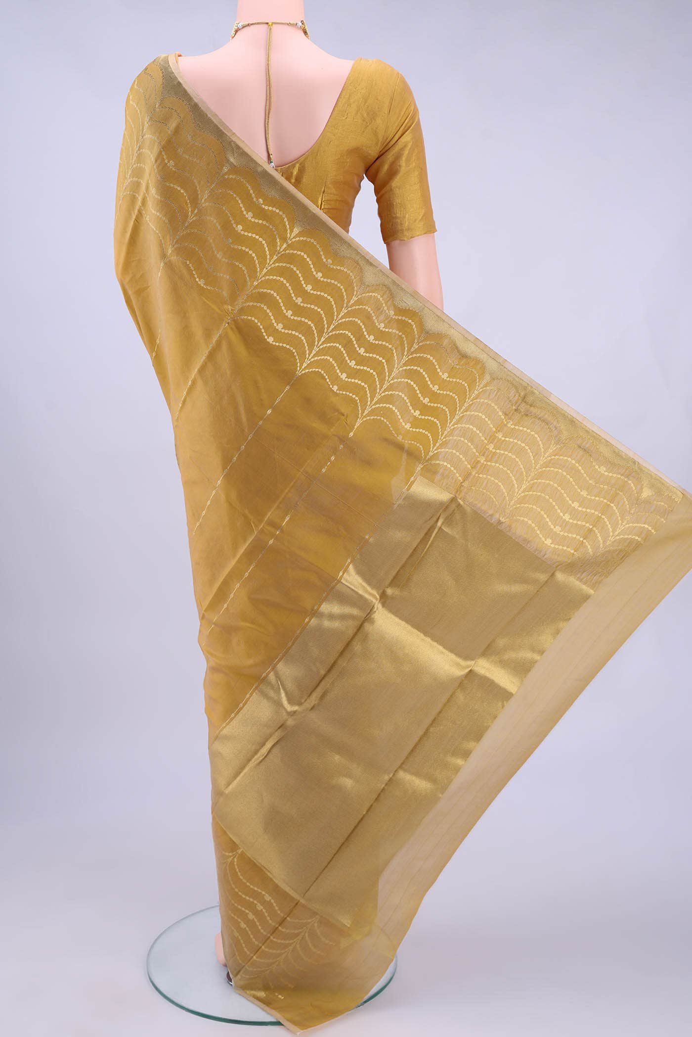 Mustard Chanderi Silk Saree