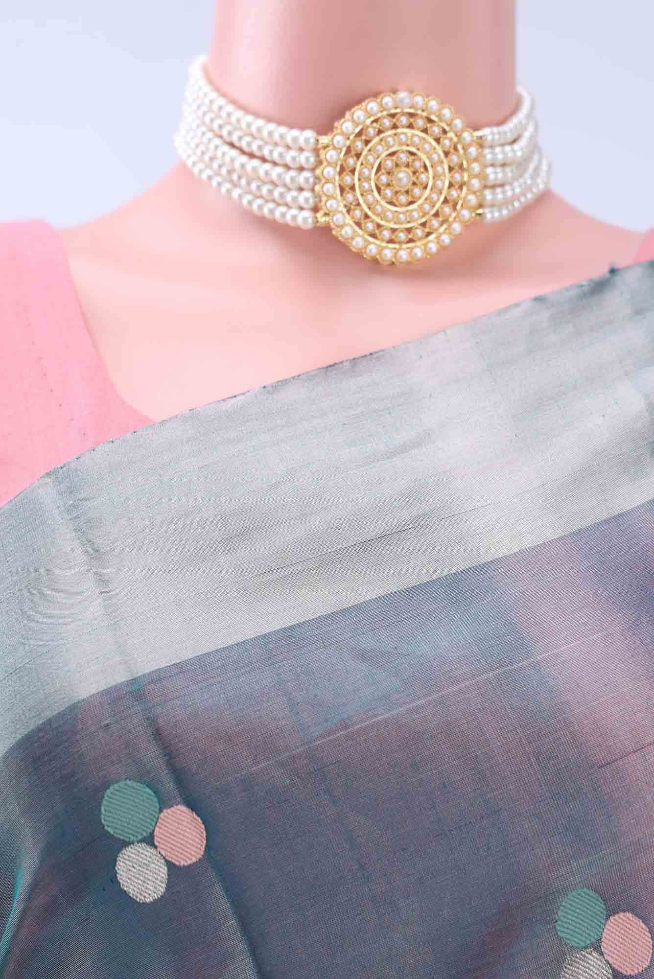 Blue Chanderi Silk Saree