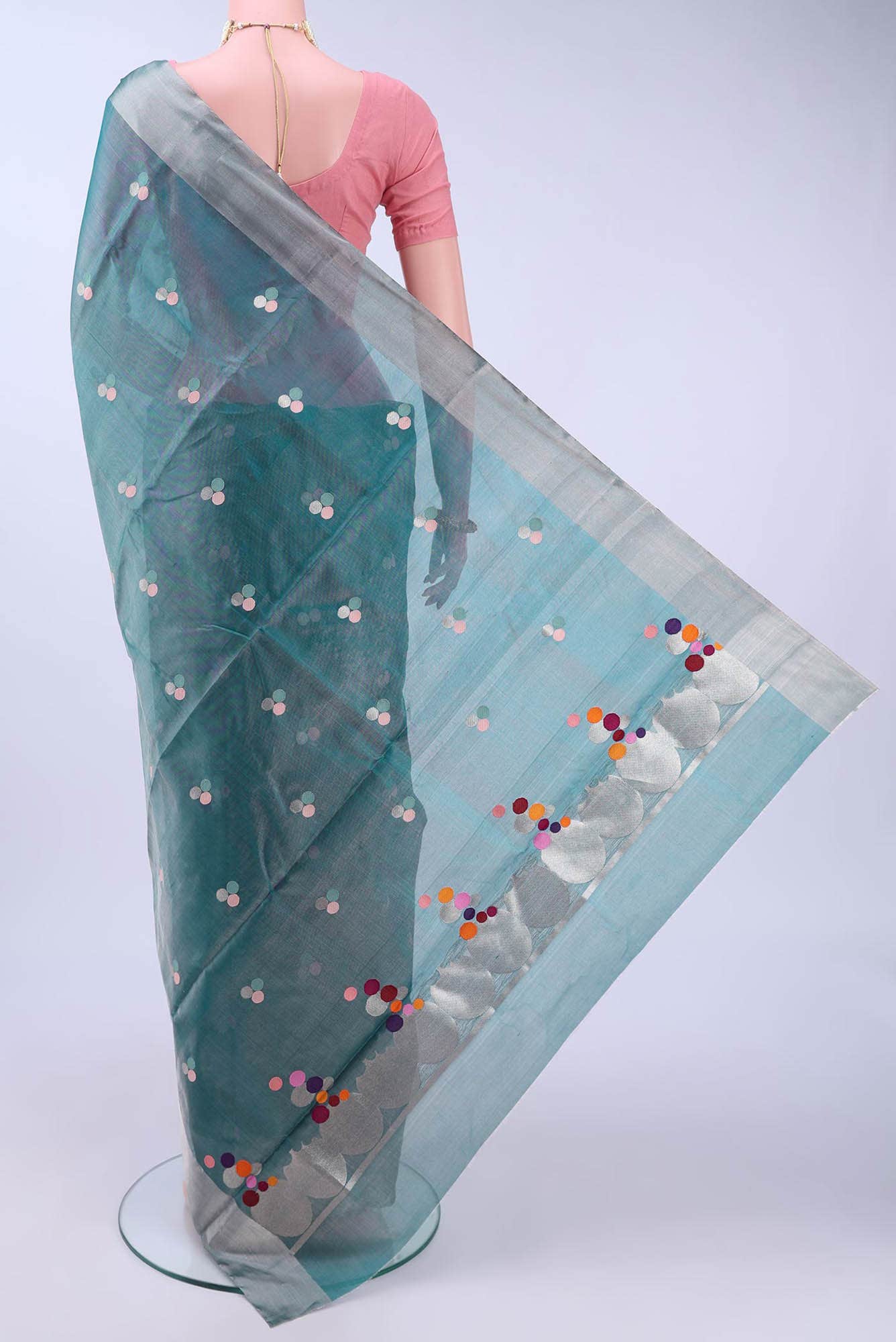 Blue Chanderi Silk Saree