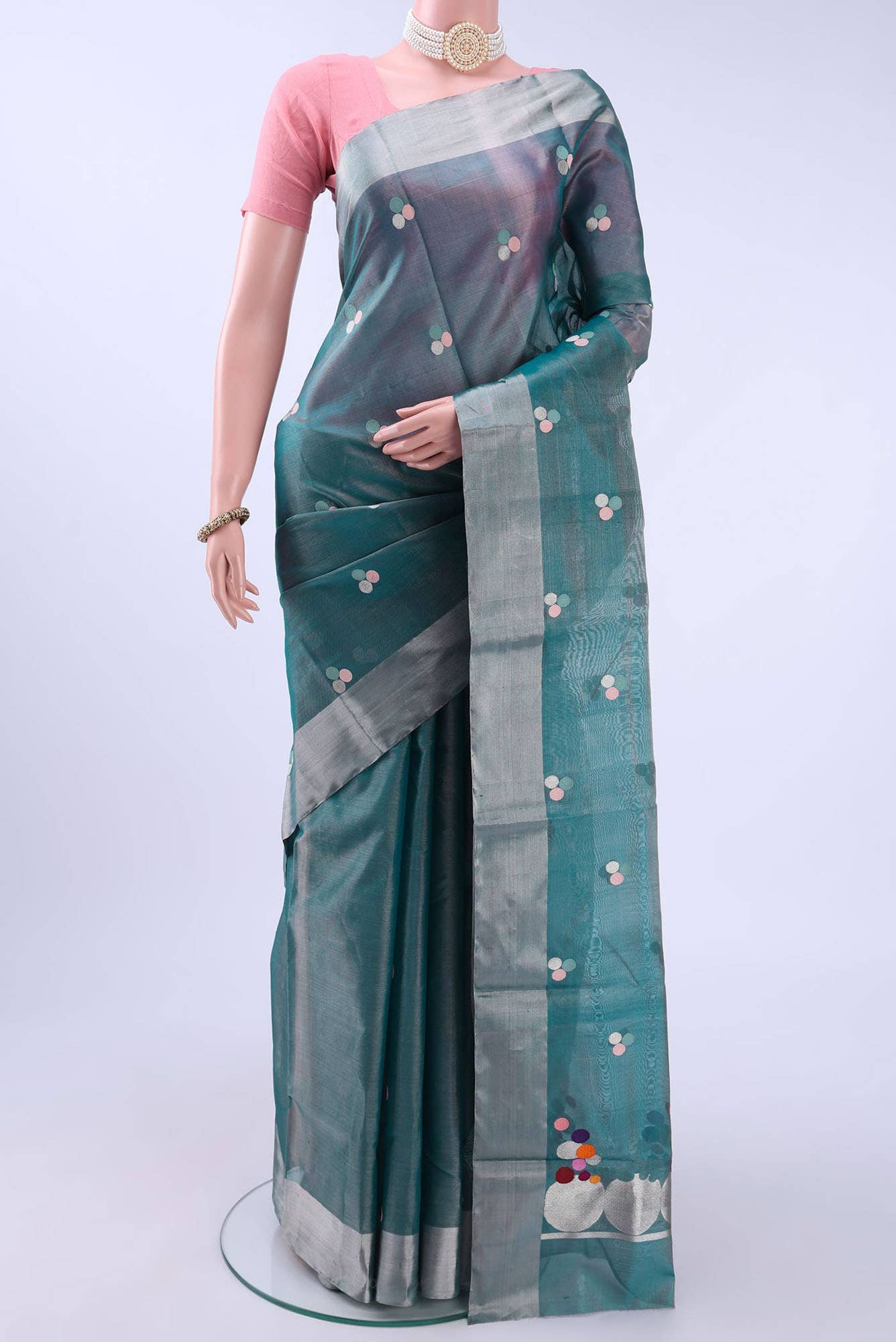 Blue Chanderi Silk Saree