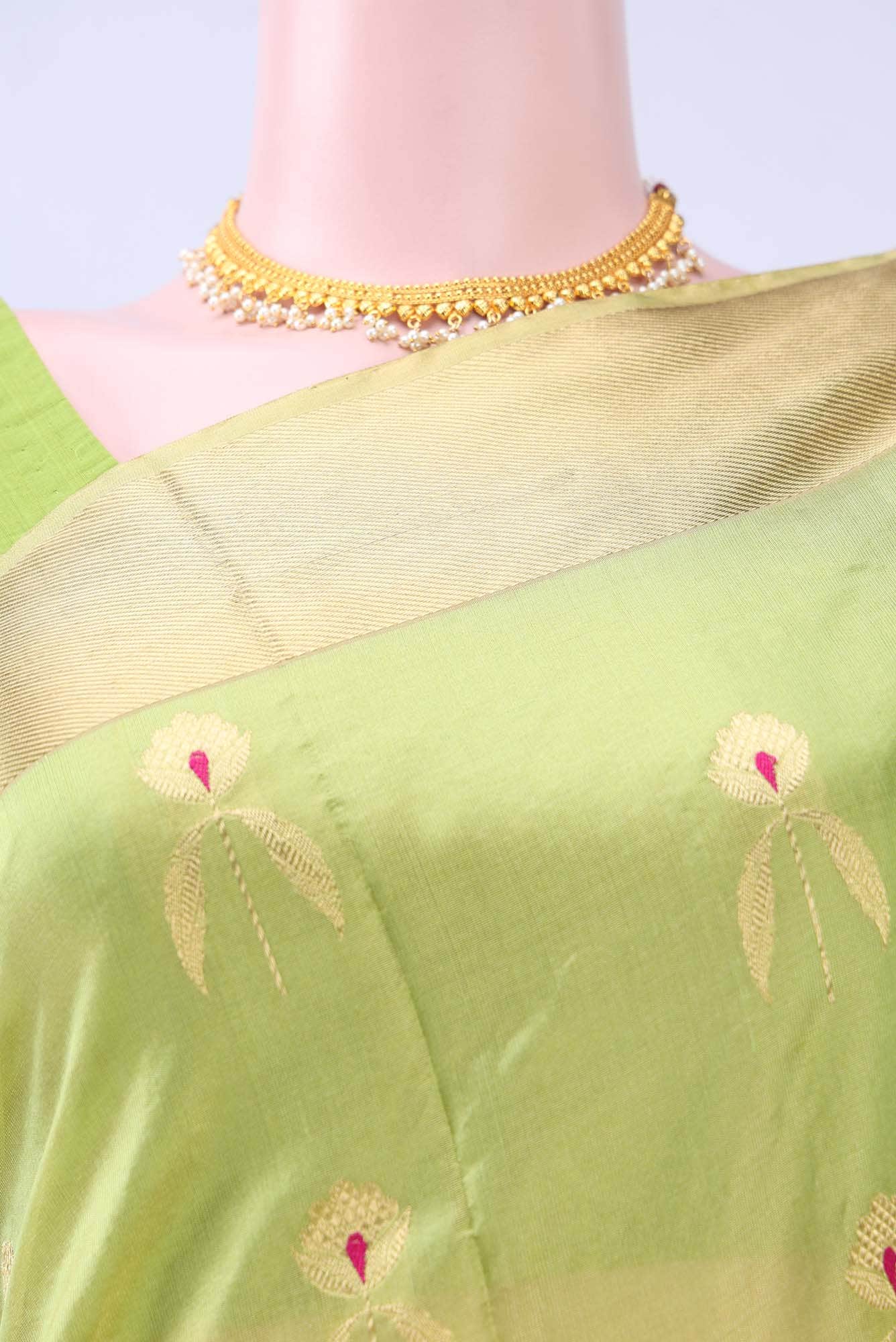 Light Green Chanderi Silk Saree