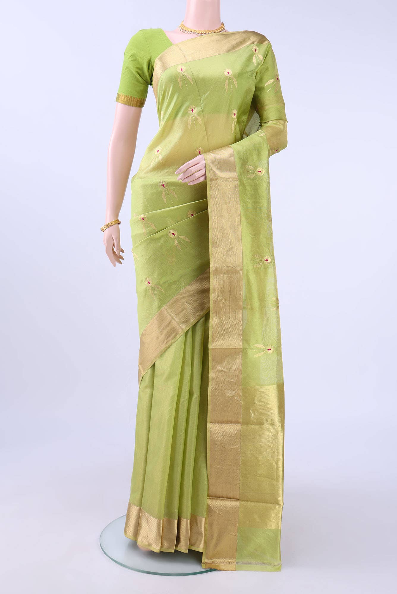 Light Green Chanderi Silk Saree