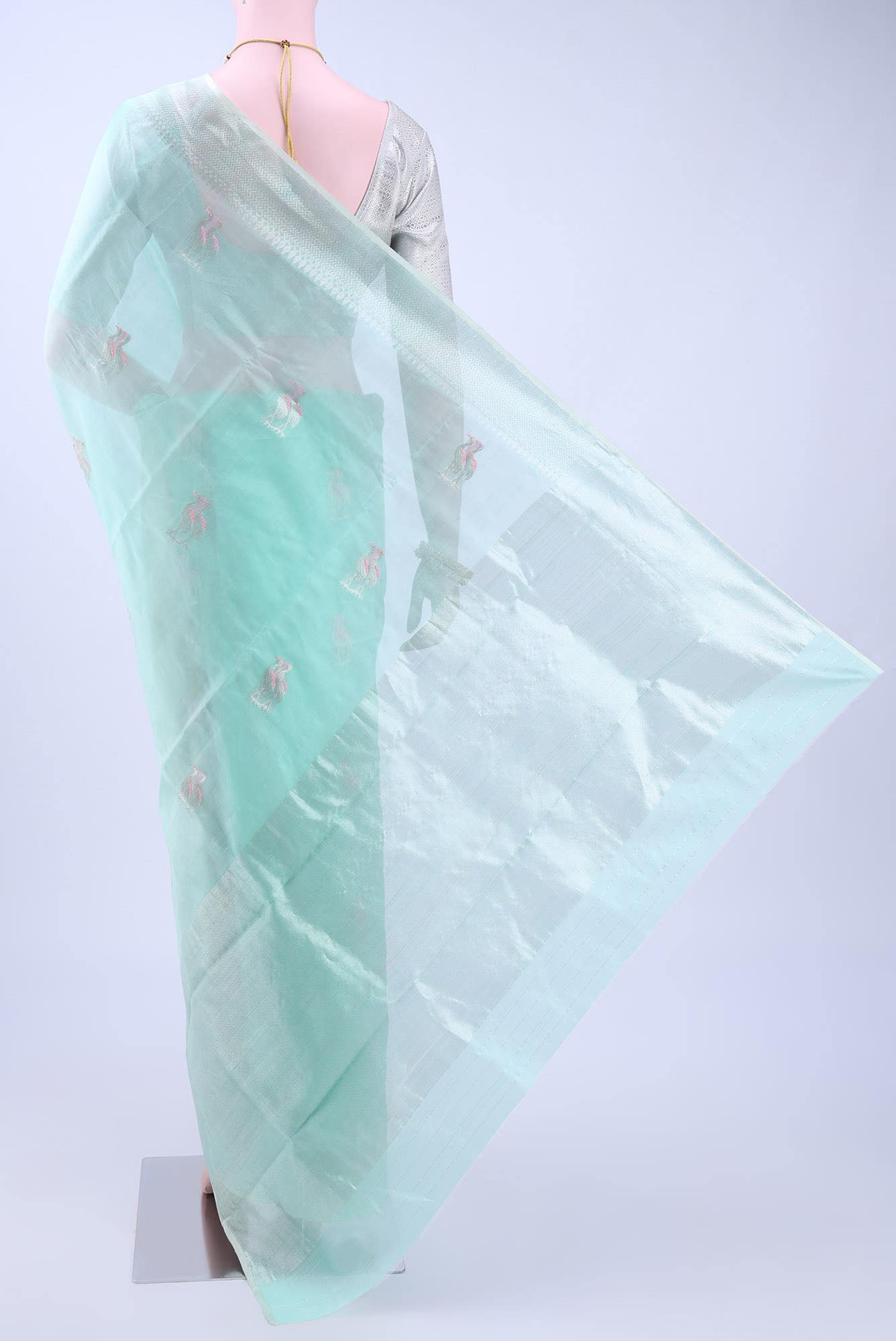 Sky Blue Chanderi Silk Cotton Saree