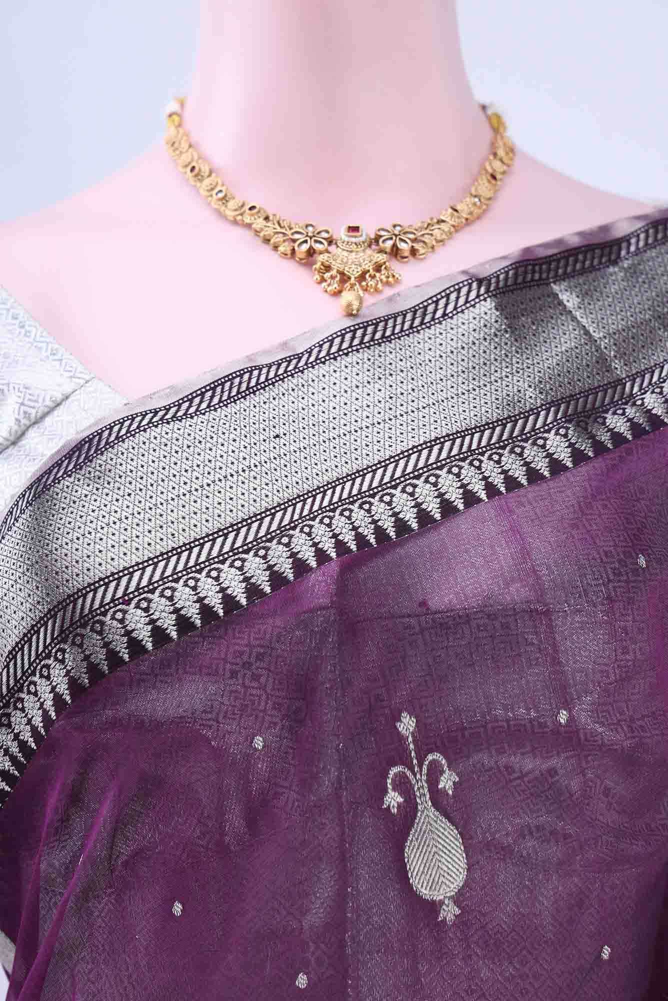 Purple Chanderi Silk Cotton Saree