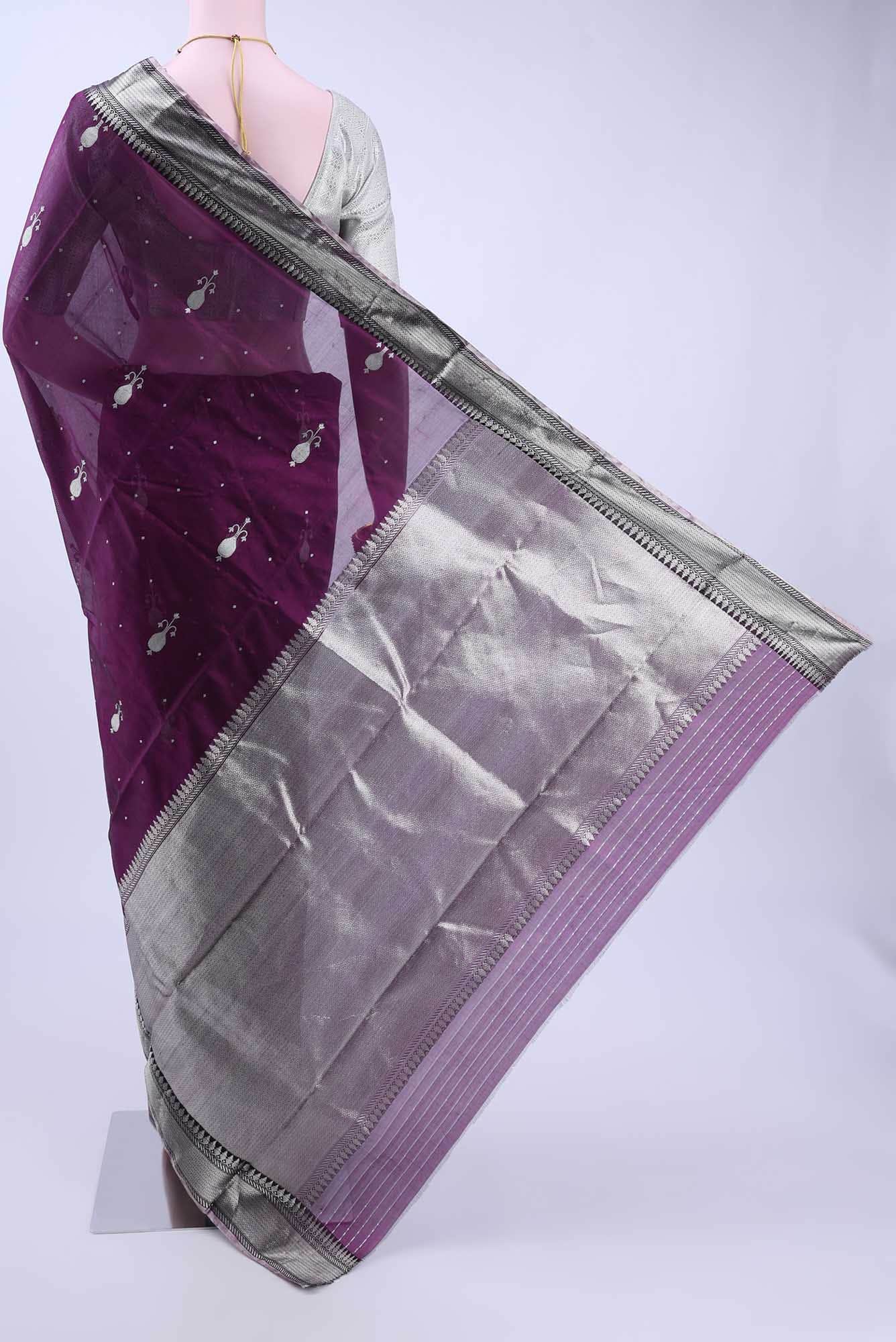 Purple Chanderi Silk Cotton Saree