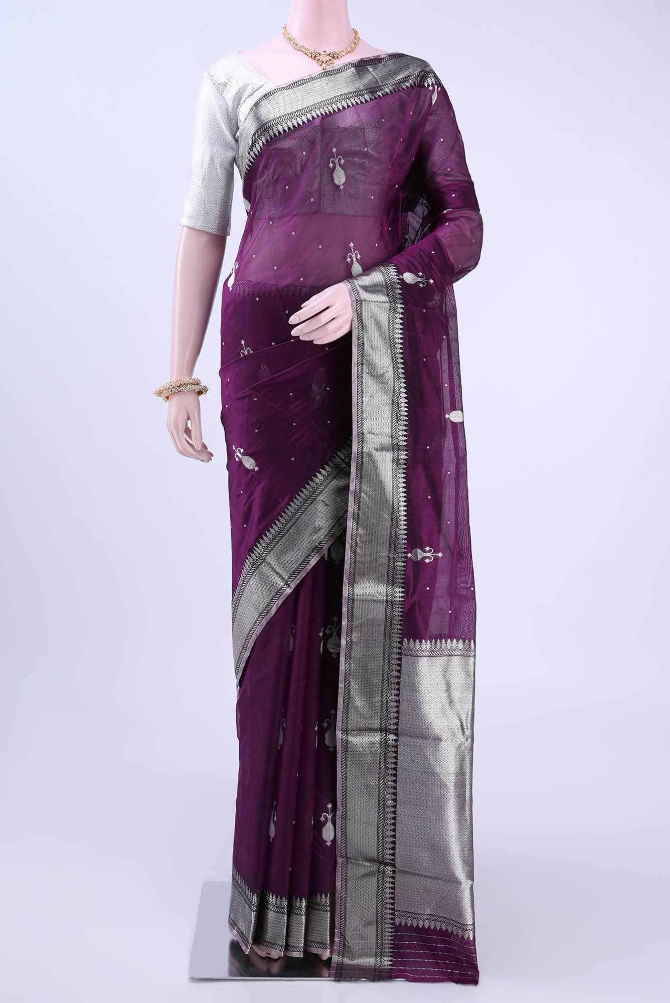 Purple Chanderi Silk Cotton Saree