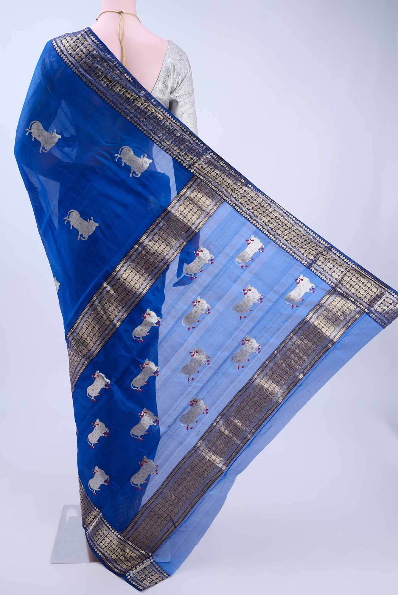 Blue Chanderi Silk Cotton Saree
