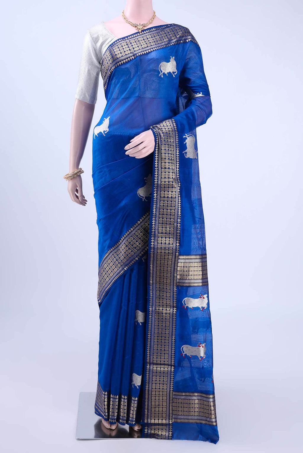 Blue Chanderi Silk Cotton Saree