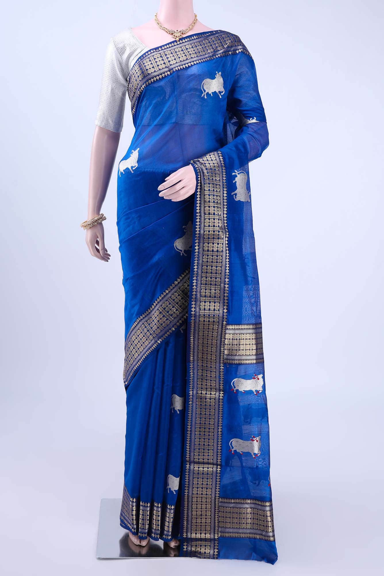 Blue Chanderi Silk Cotton Saree