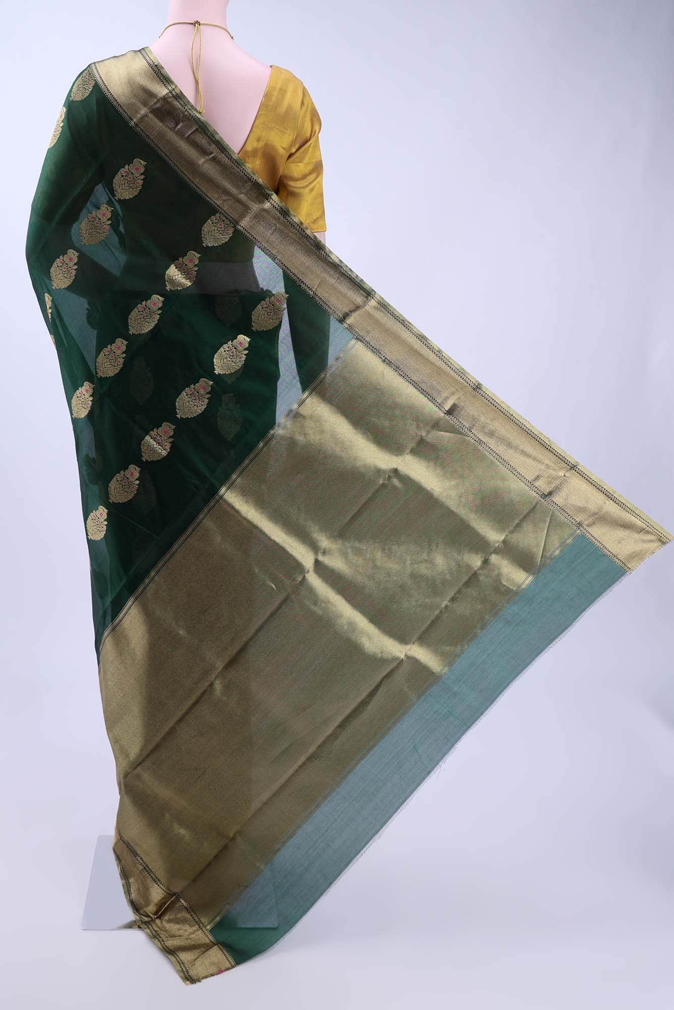 Green Chanderi Silk Cotton Saree