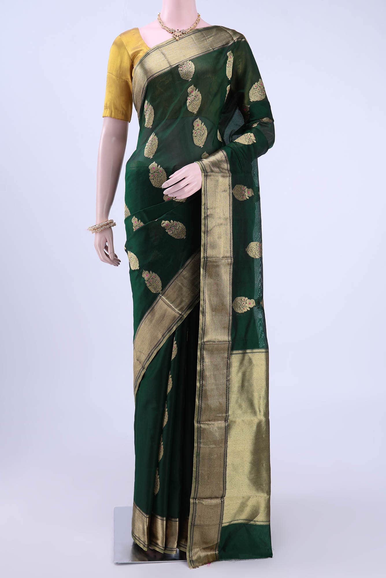 Green Chanderi Silk Cotton Saree