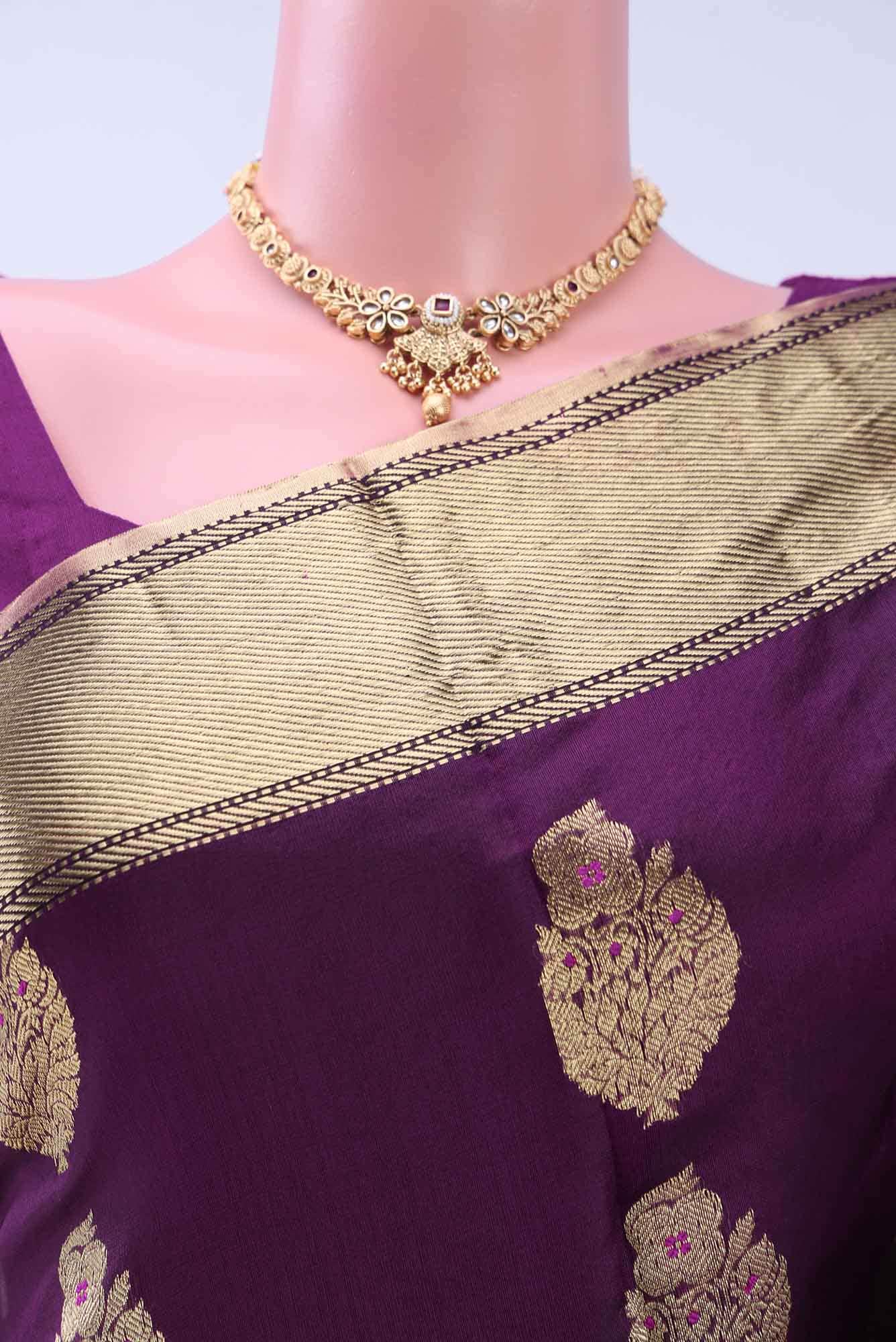 Burgundy Chanderi Silk Saree