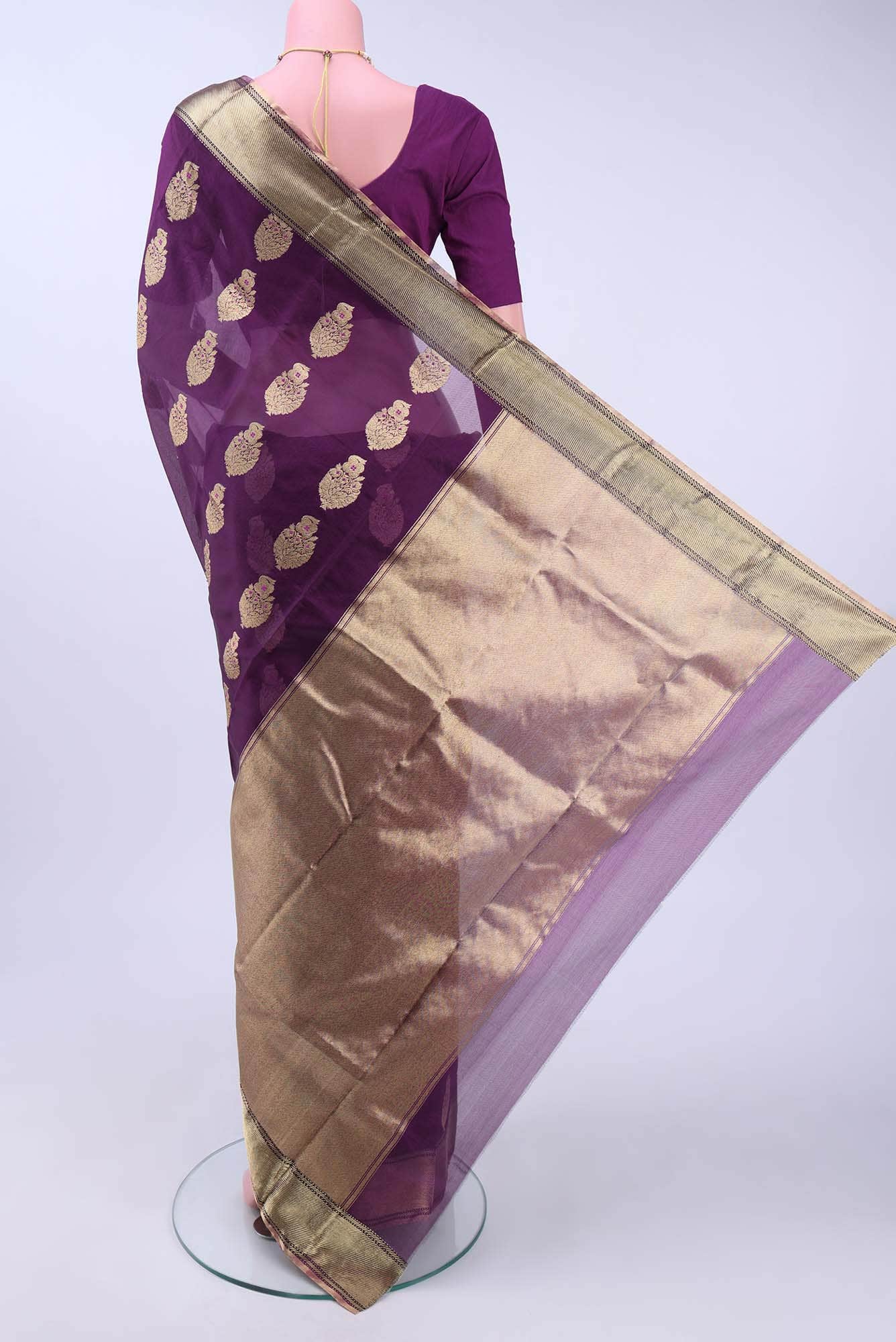 Burgundy Chanderi Silk Saree
