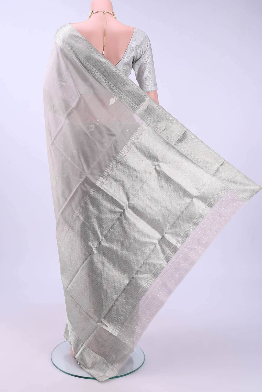 Grey Chanderi Silk Saree