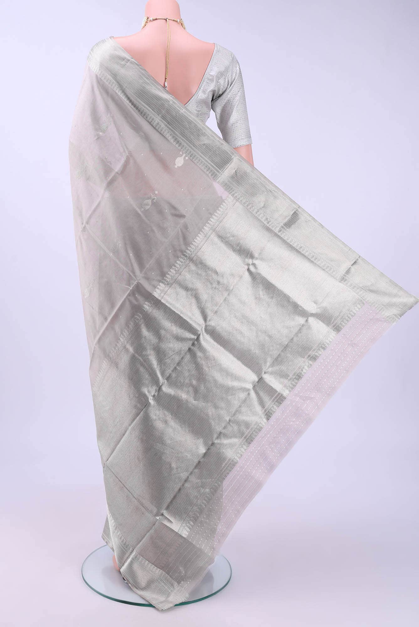 Grey Chanderi Silk Saree