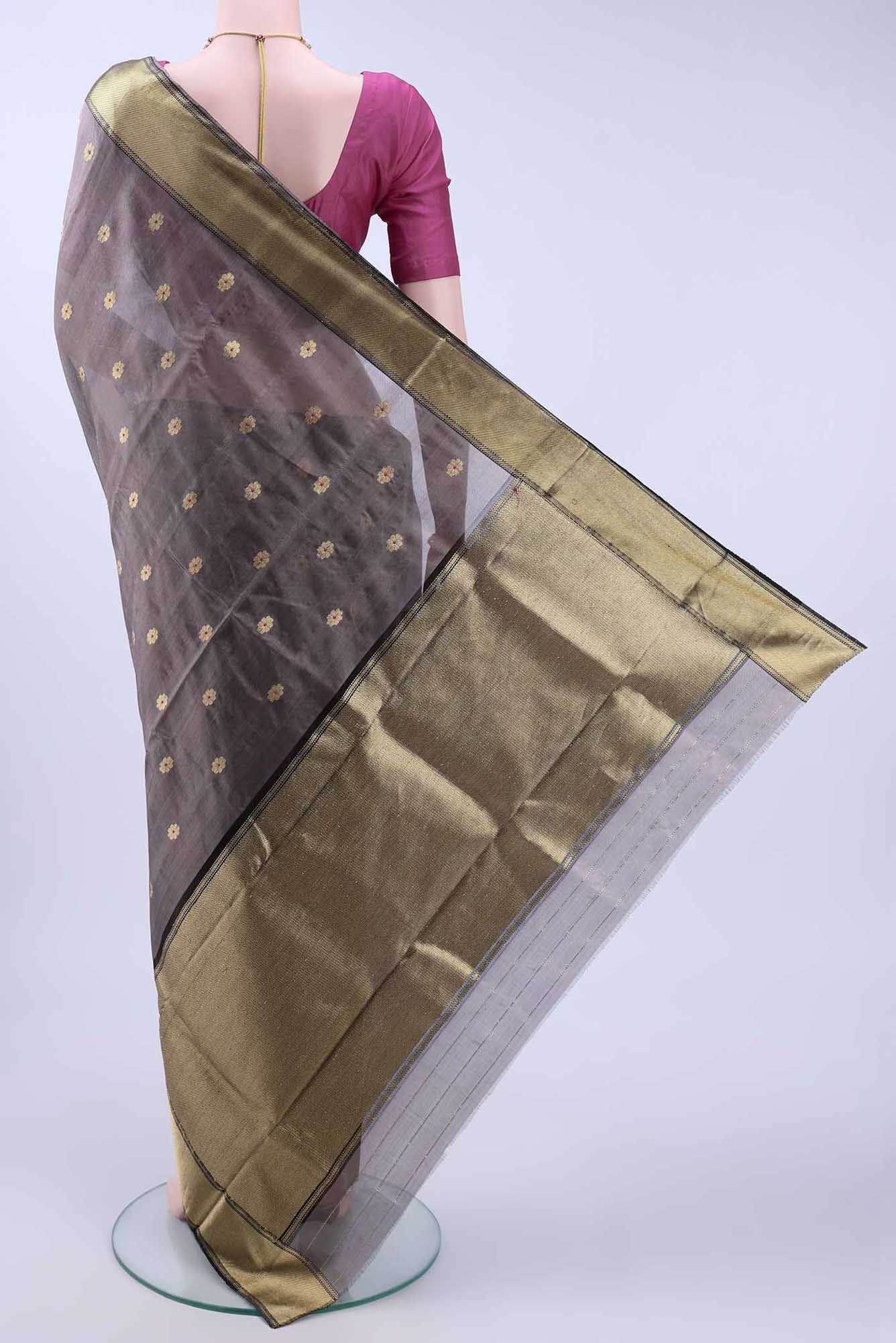 Grey Chanderi Silk Saree