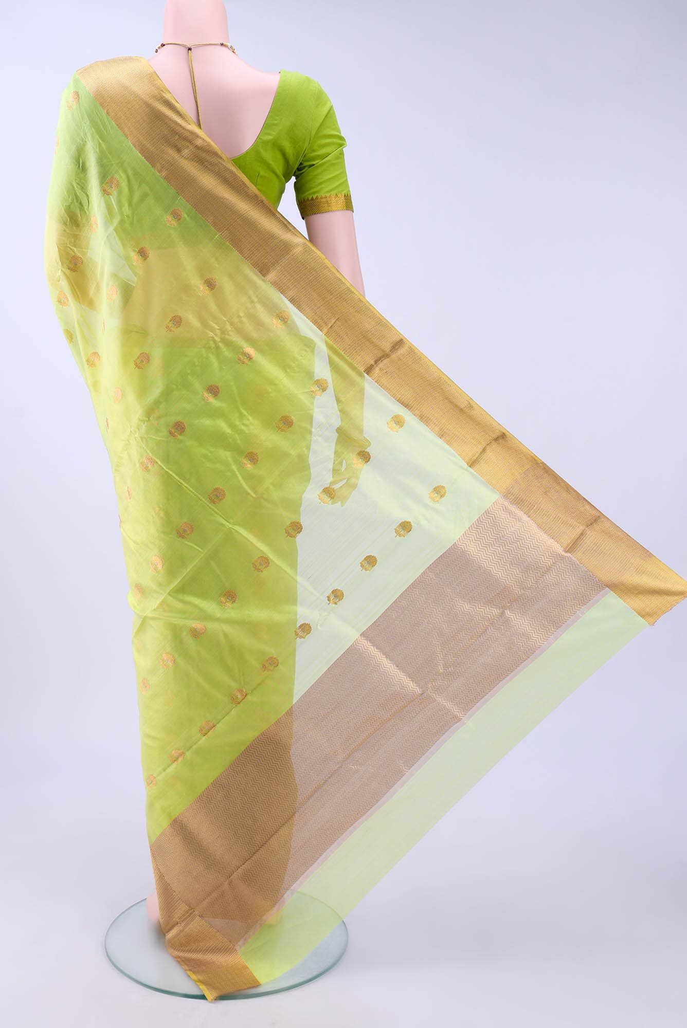 Acid Green Chanderi Silk Saree